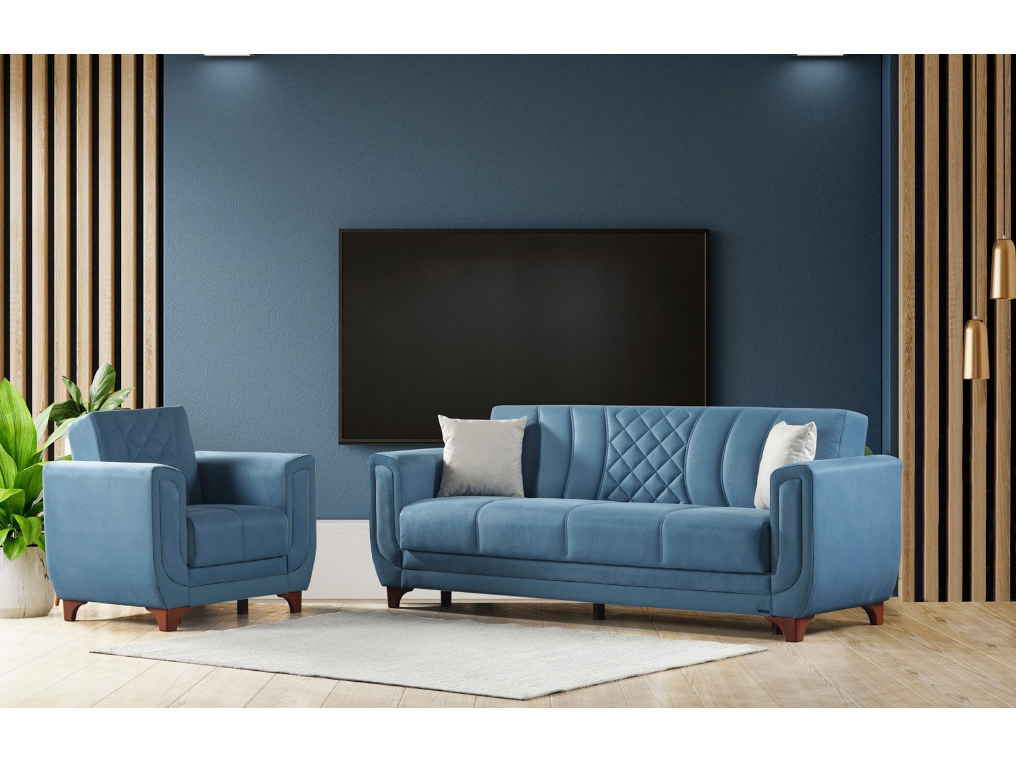 Berre Armchair Plain Blue
