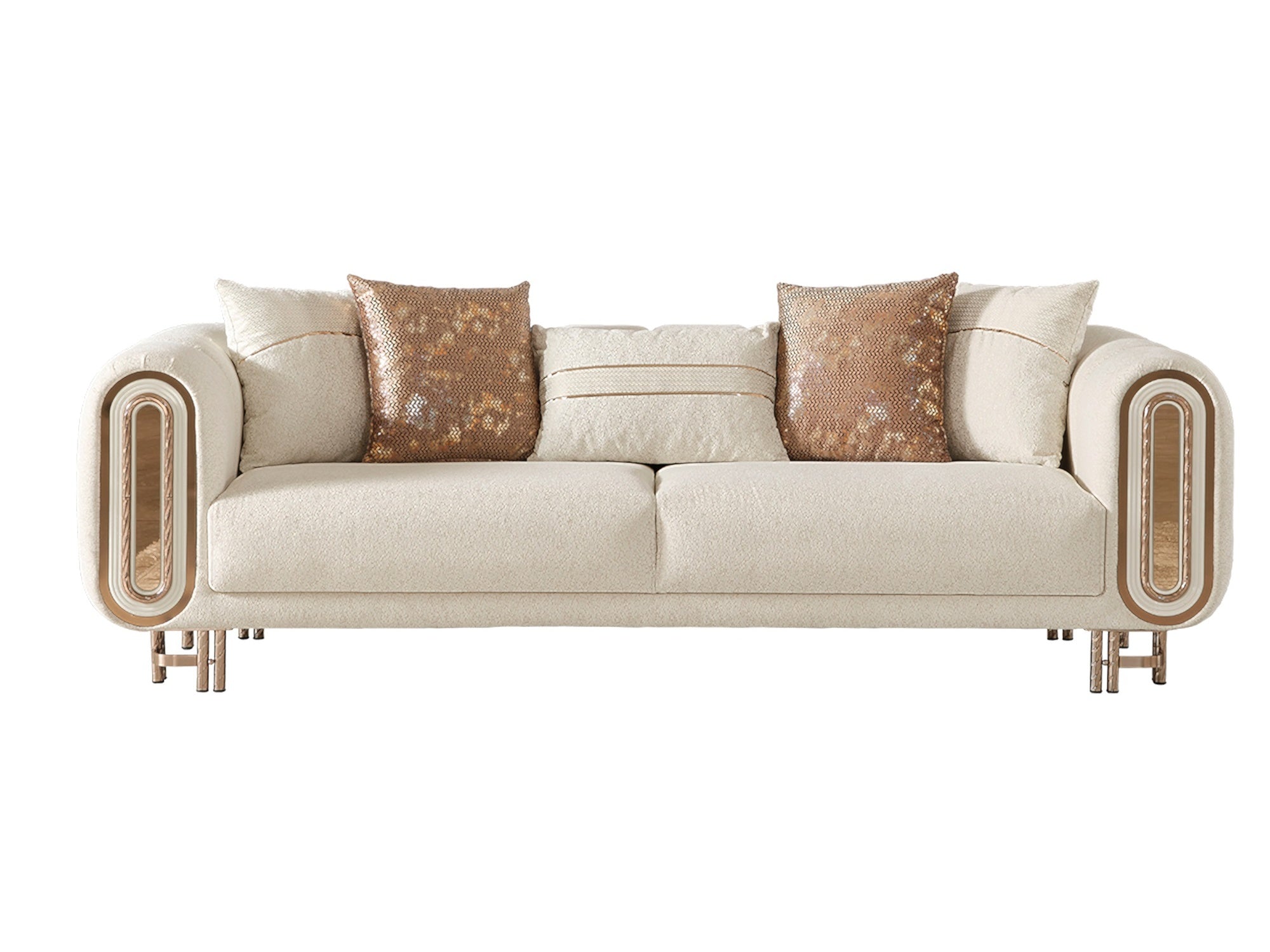 Bella Stationary Livingroom (2 Sofa & 2 Chair) Cream