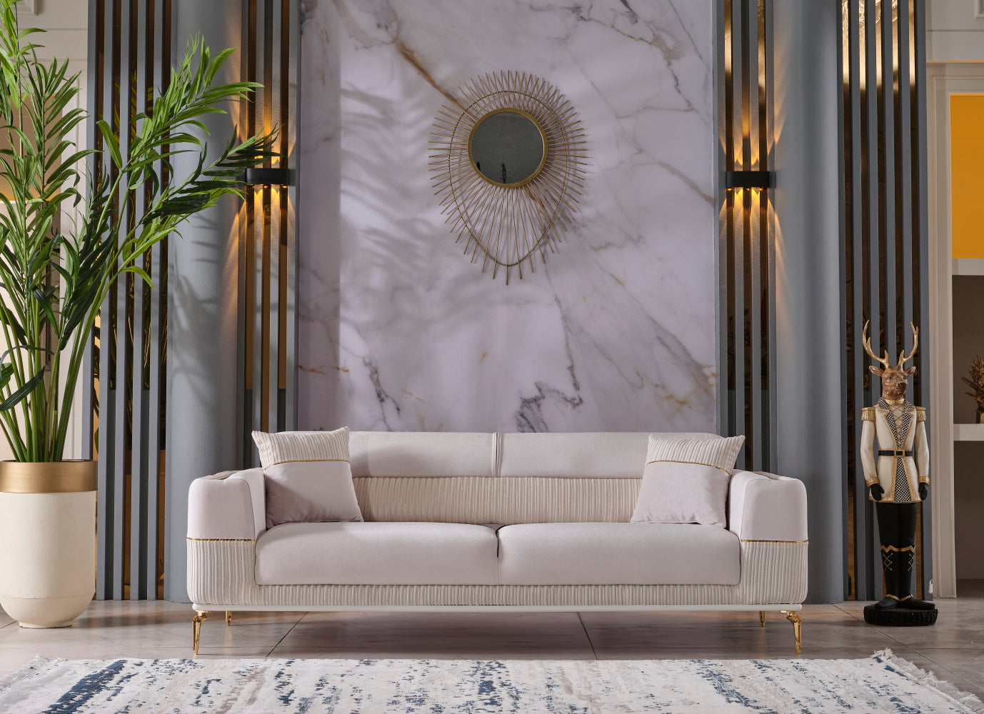 Berlin Convertible Livingroom (2 Sofa & 2 Chair) Beige