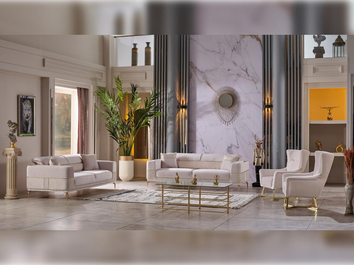Berlin 3-pieces (Sofa & 2 Chair)Livingroom Set Beige