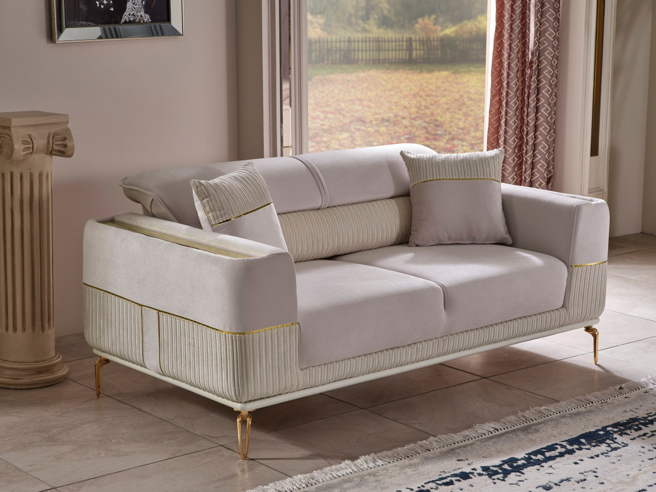 Berlin Convertible Loveseat Beige
