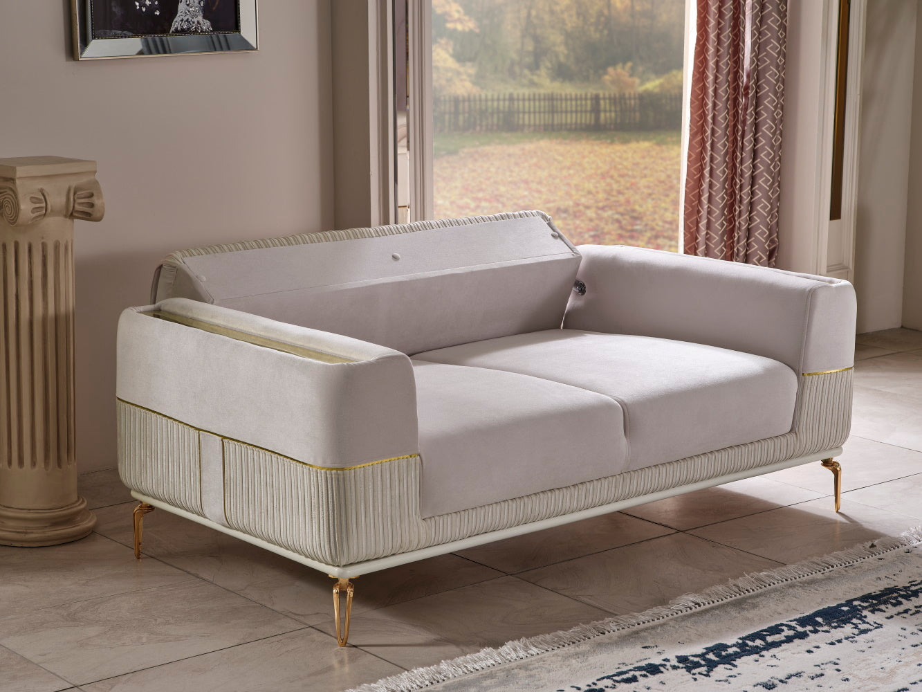 Berlin Convertible Loveseat Beige