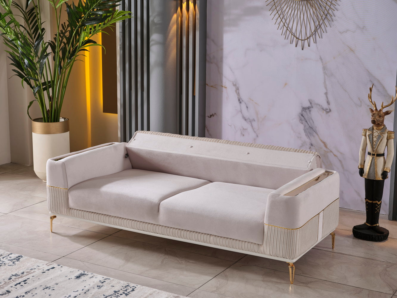 Berlin Convertible Livingroom (2 Sofa & 2 Chair) Beige