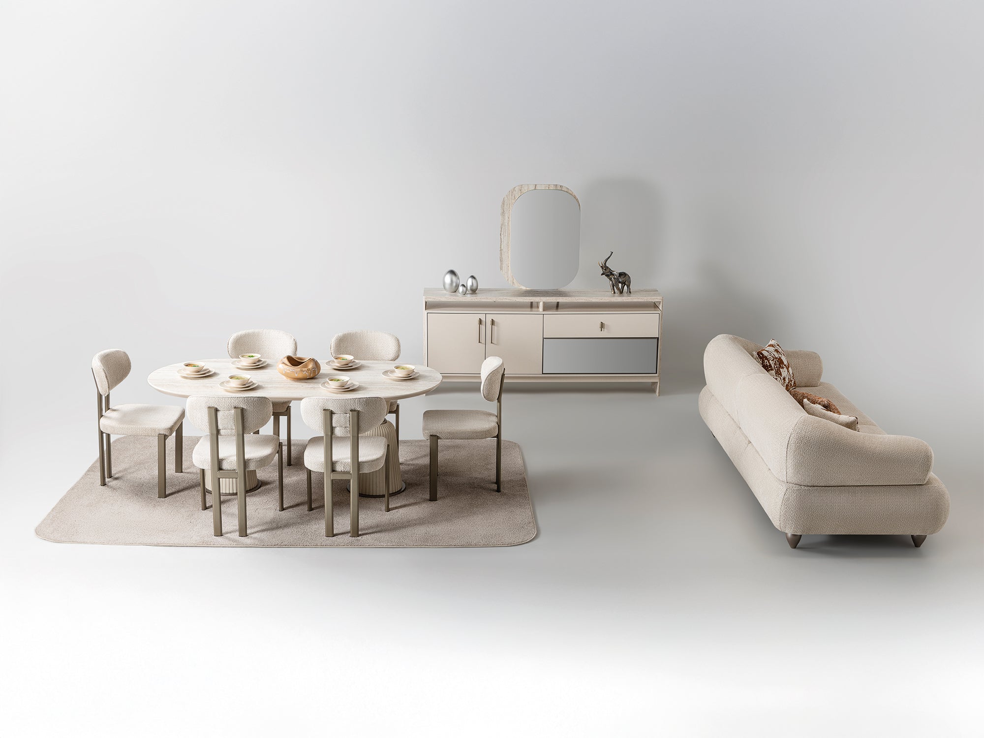 Bern Diningroom (Consol With Mirror & Dining Table & 6 Dining Chair)