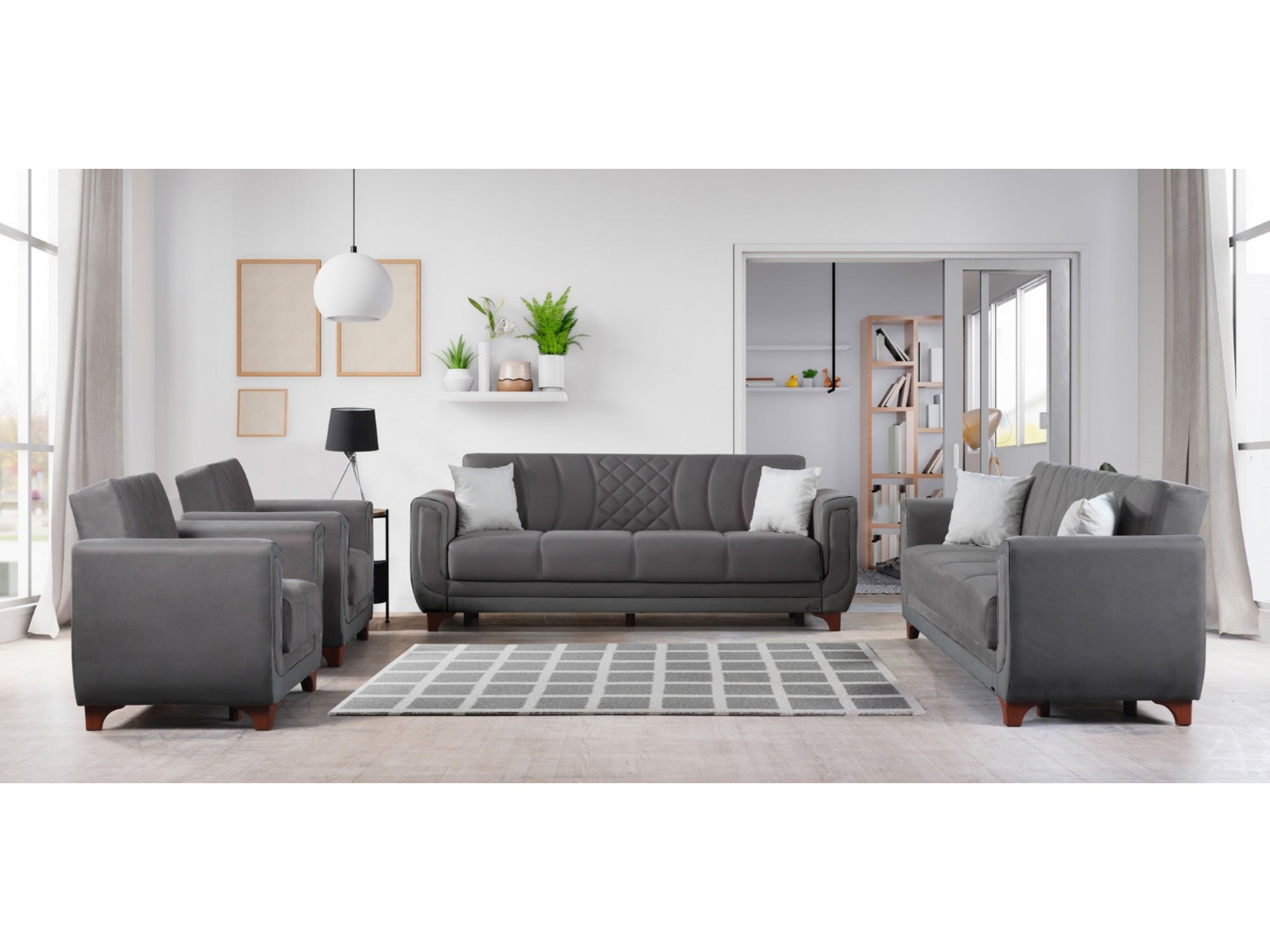 Berre Convertible Loveseat Plain Grey