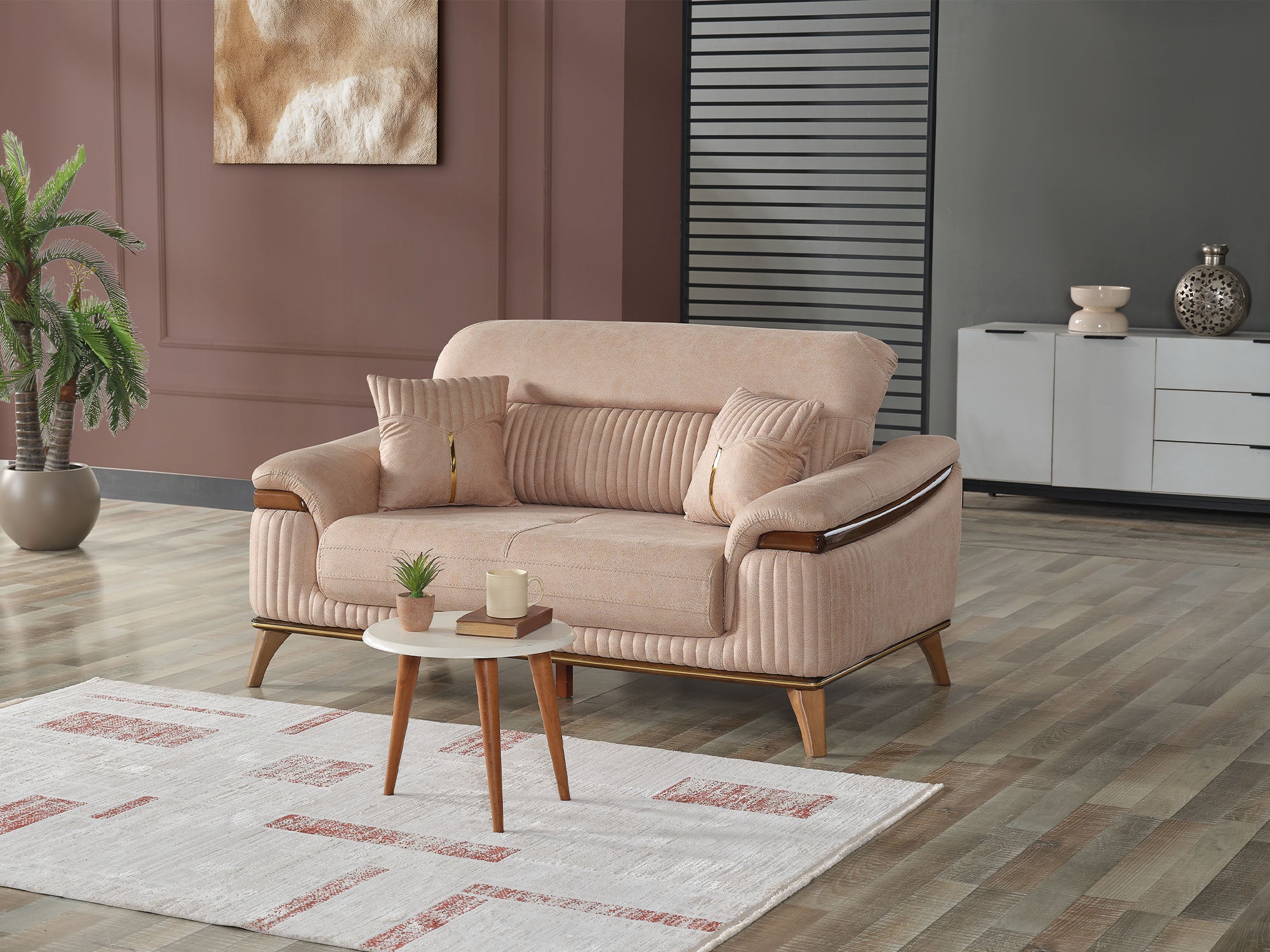 Beta Convertible Loveseat Beige