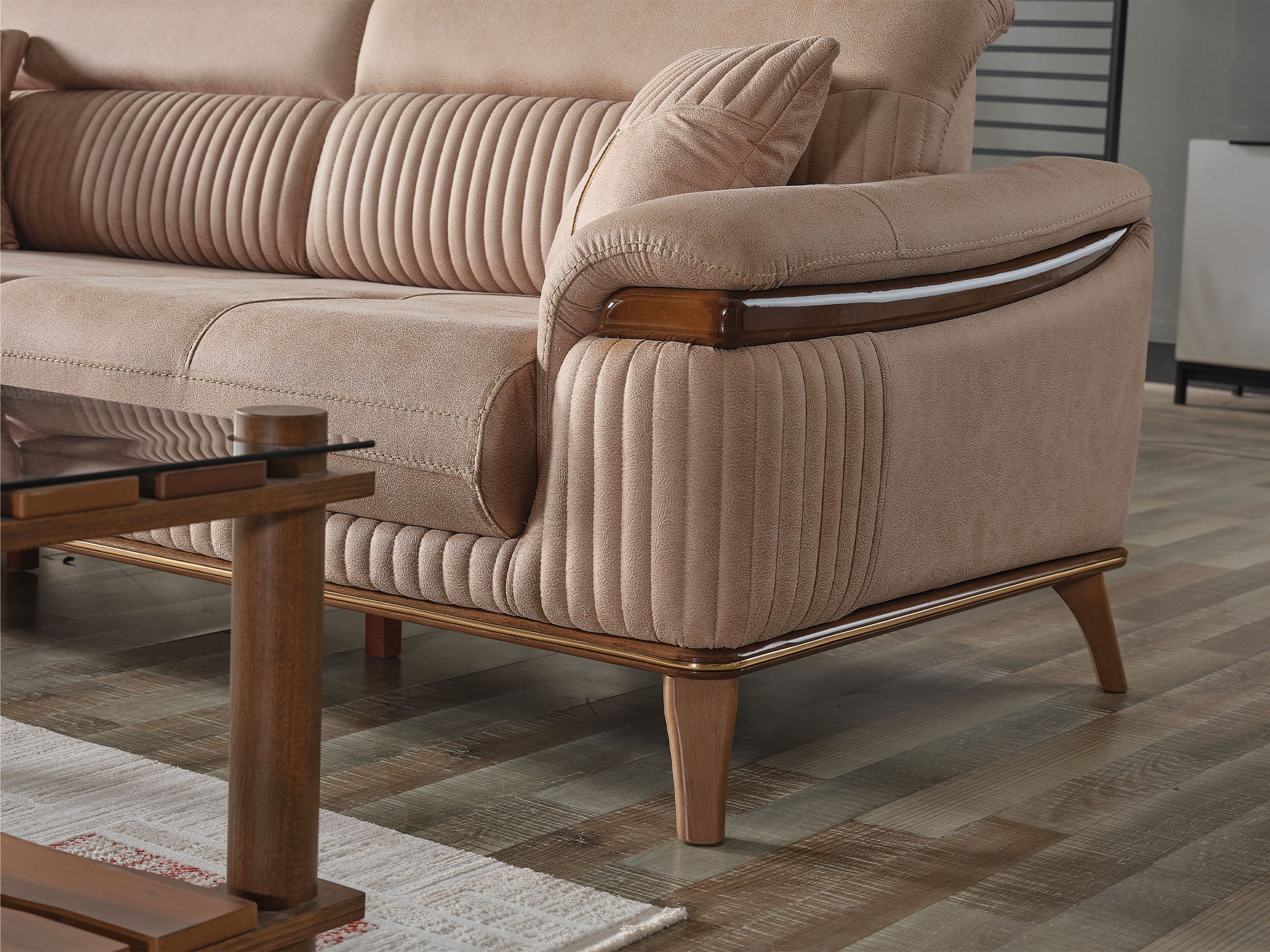 Beta 3-pieces (Sofa & Loveseat & Chair) Livingroom Set Beige