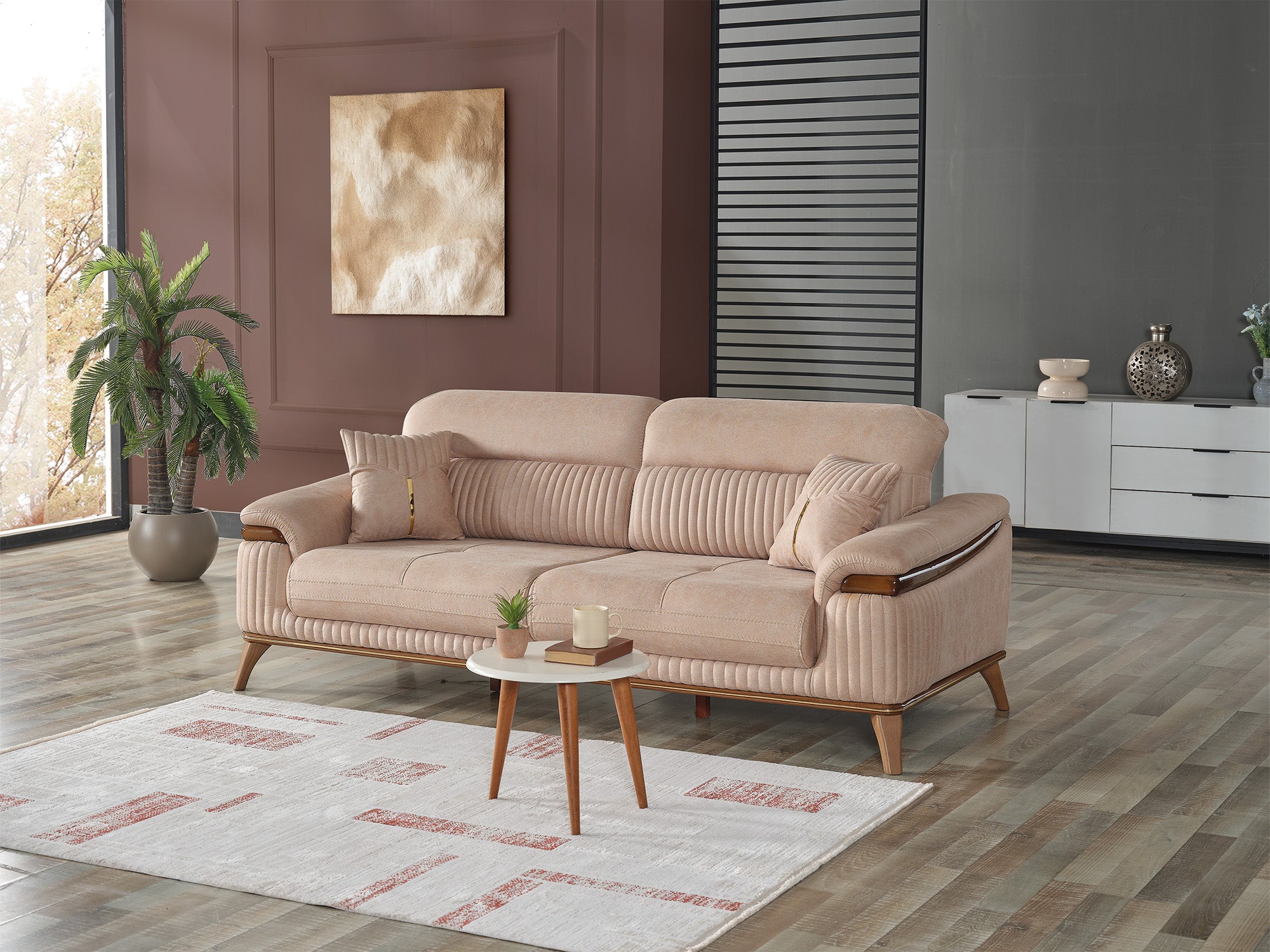Beta 3-pieces (Sofa & Loveseat & Chair) Livingroom Set Beige