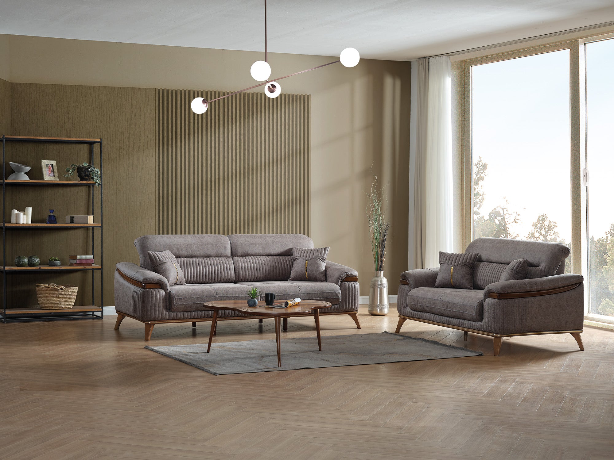 Beta 3-pieces (Sofa & Loveseat & Chair) Livingroom Set Fume
