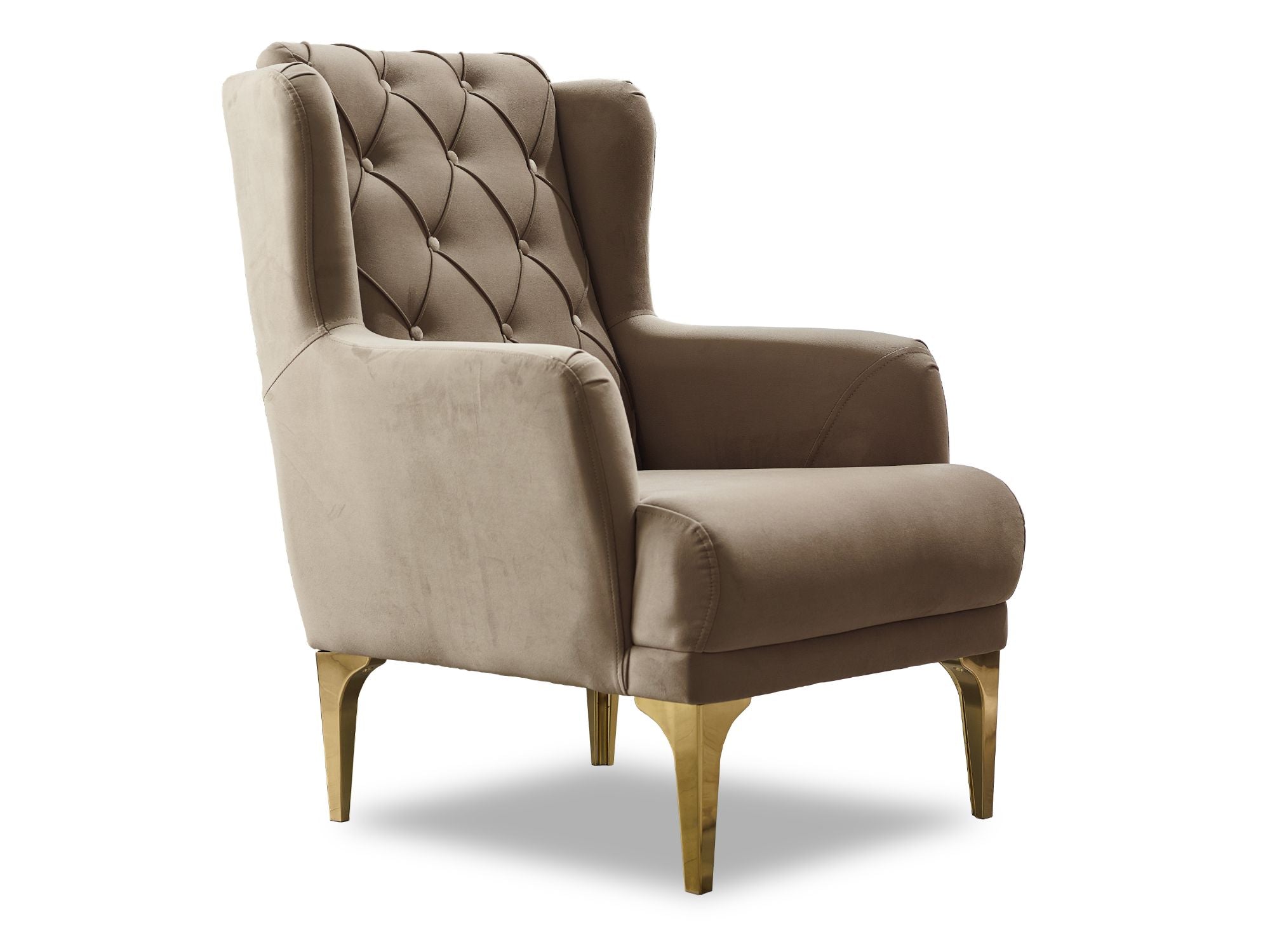 Bolivya Convertible Livingroom (2 Sofa & 2 Chair) Beige With Gold Leg