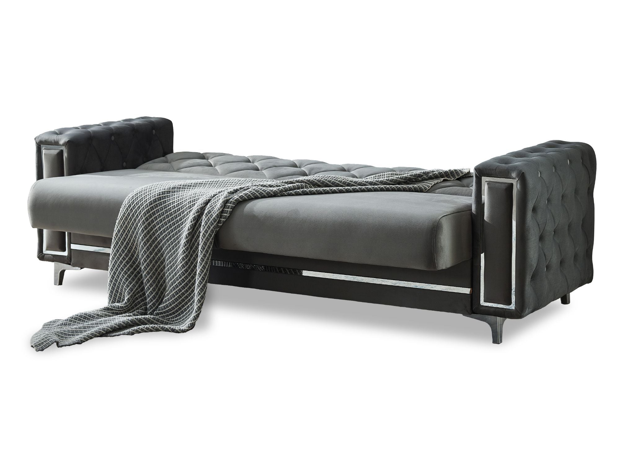 Bolivya Convertible Sofa Grey With Silver Legs
