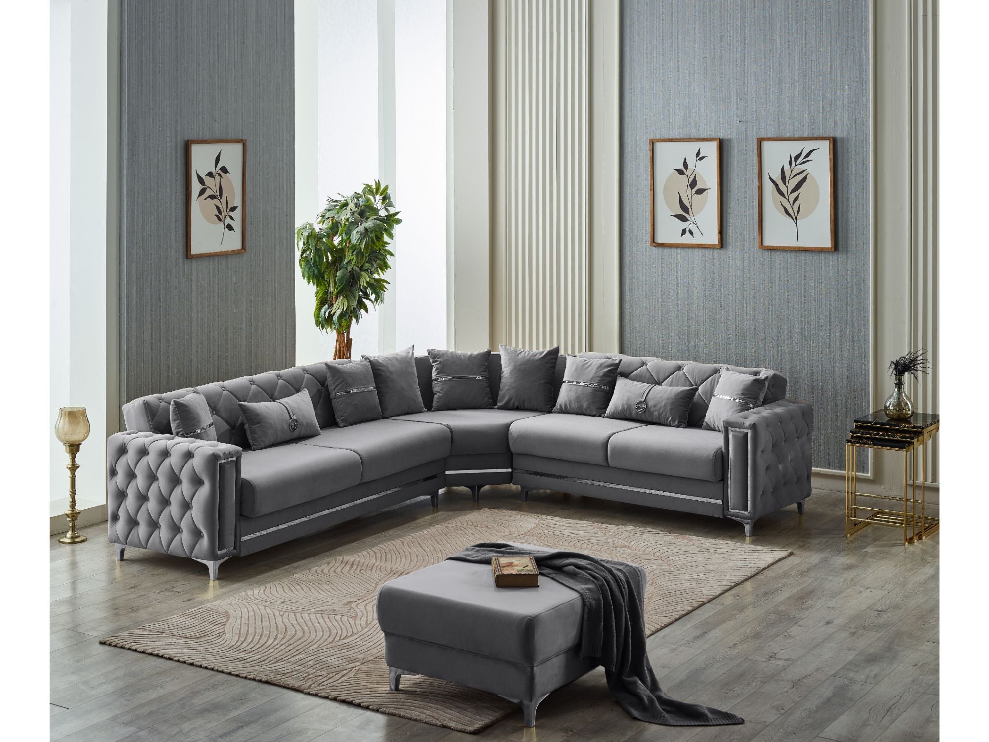 Bolivya Convertible Sectional Grey