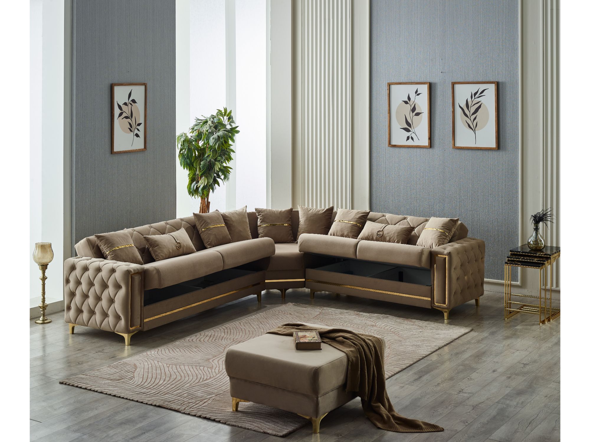 Bolivya Convertible Sectional Beige