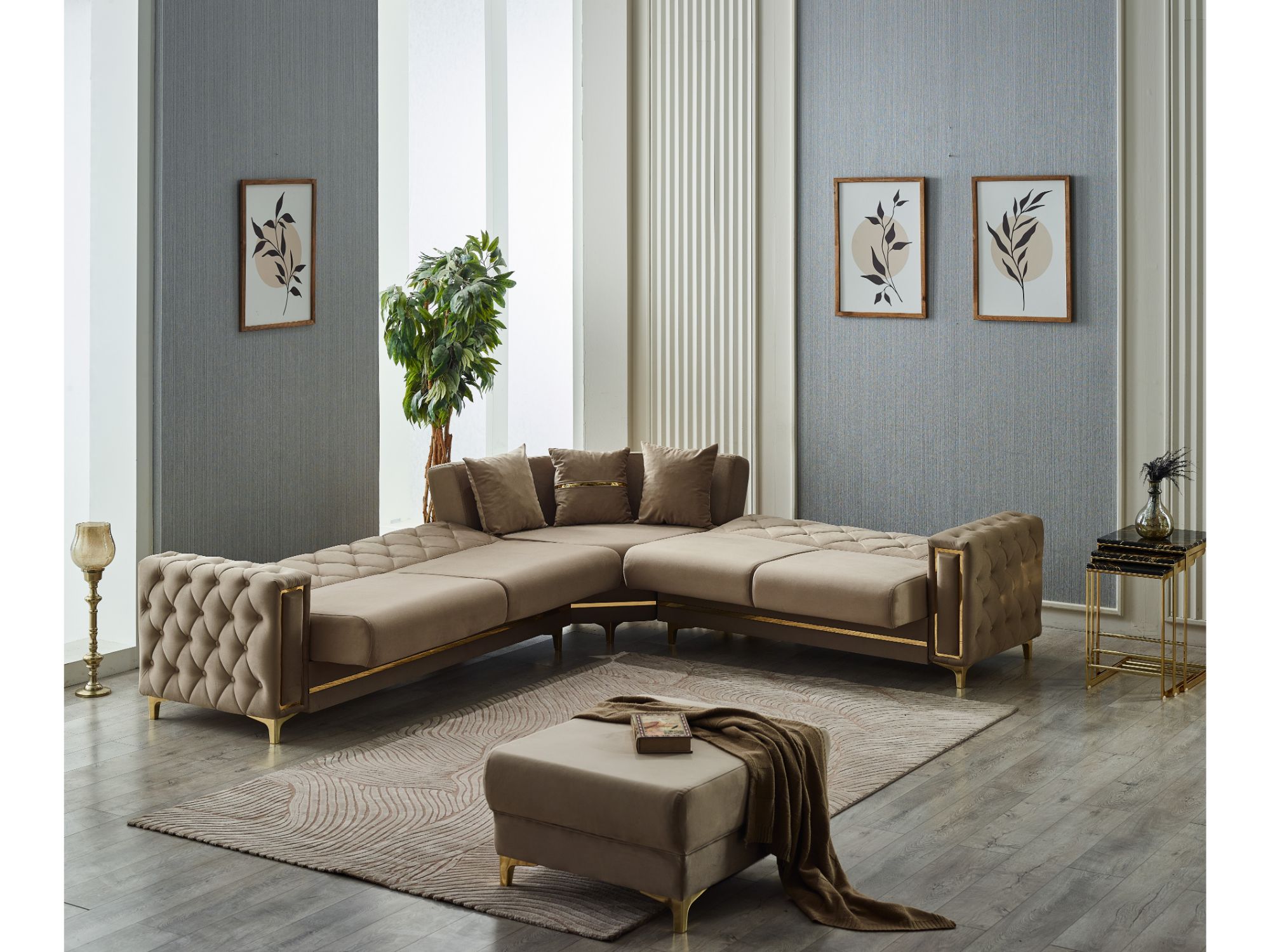 Bolivya Convertible Sectional Beige