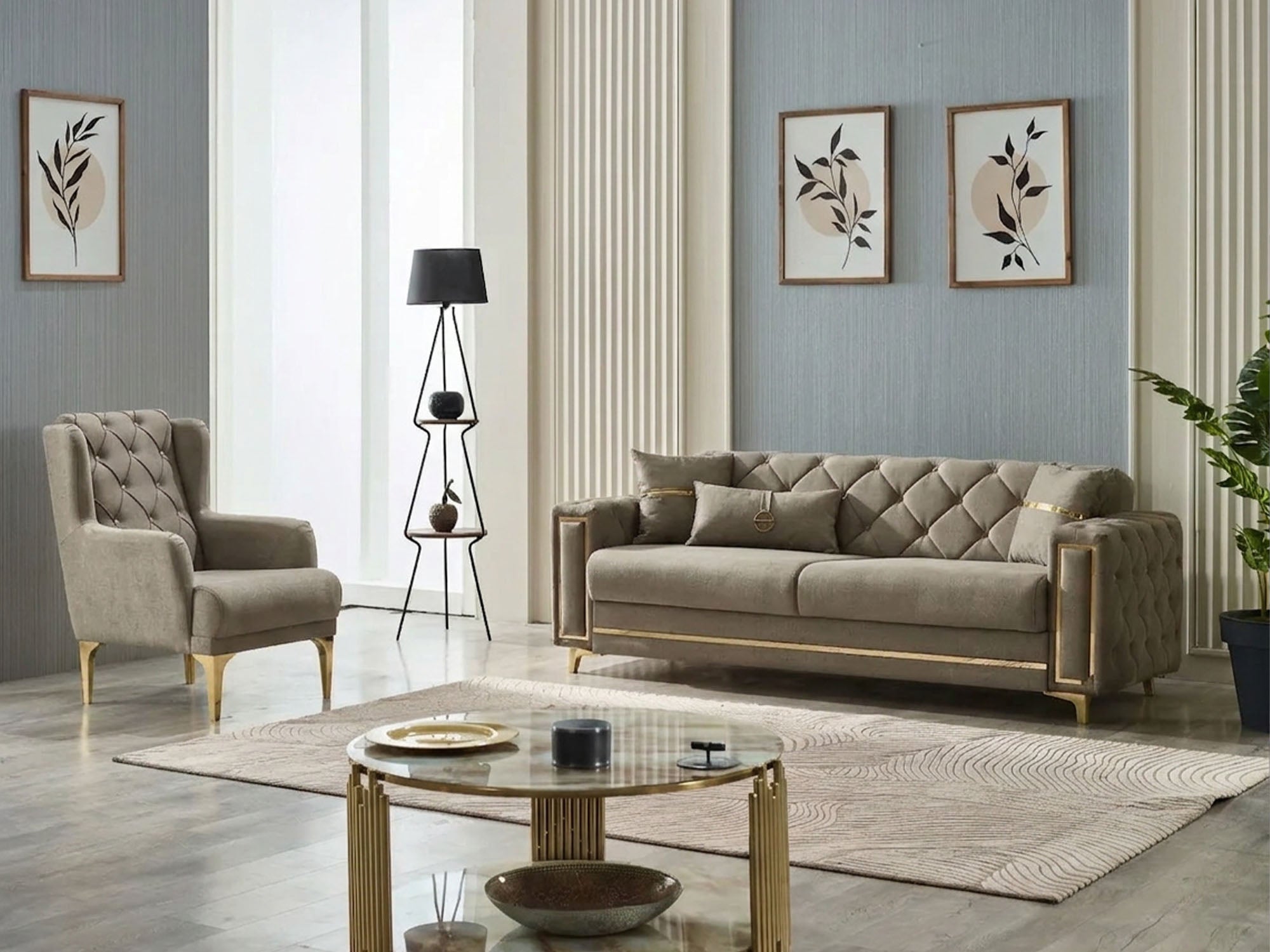 Bolivya Convertible Sofa Beige