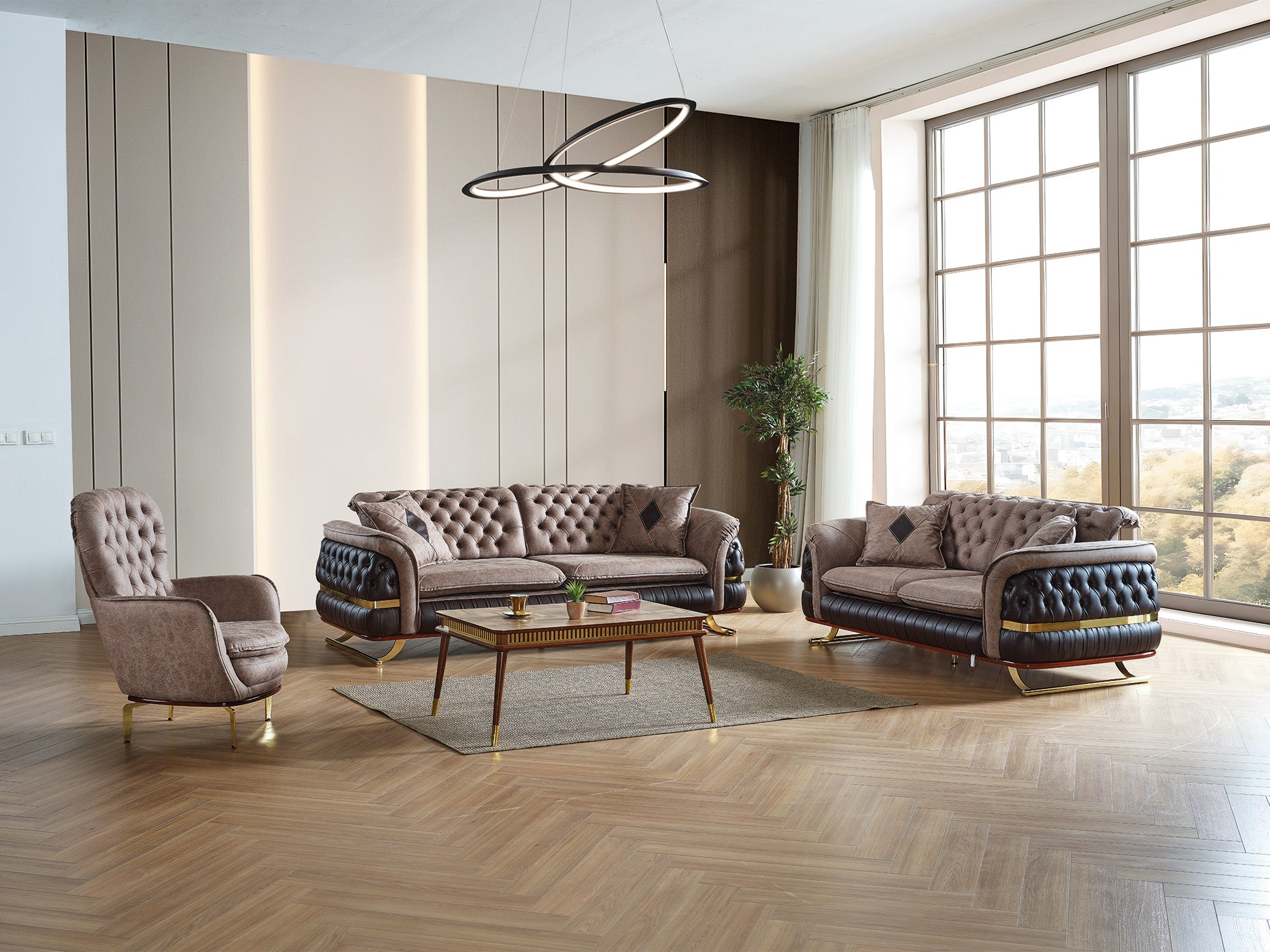 Bravo 3-pieces (Sofa & Loveseat & Chair) Livingroom Set Brown