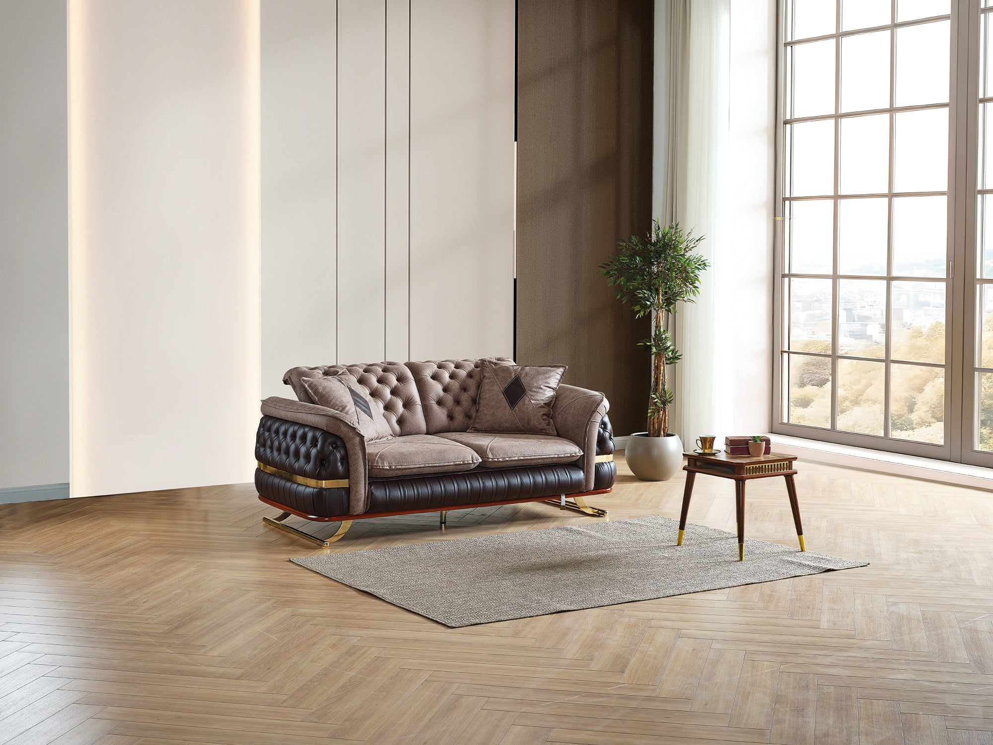 Bravo Convertible Loveseat Brown