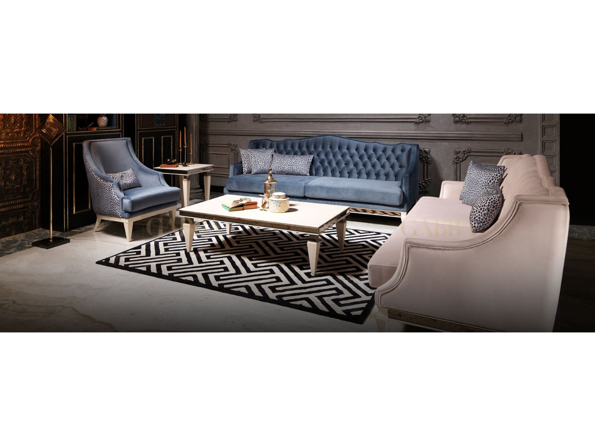 Bugatti Livingroom (1 Sofa & 2 Chair) Blue