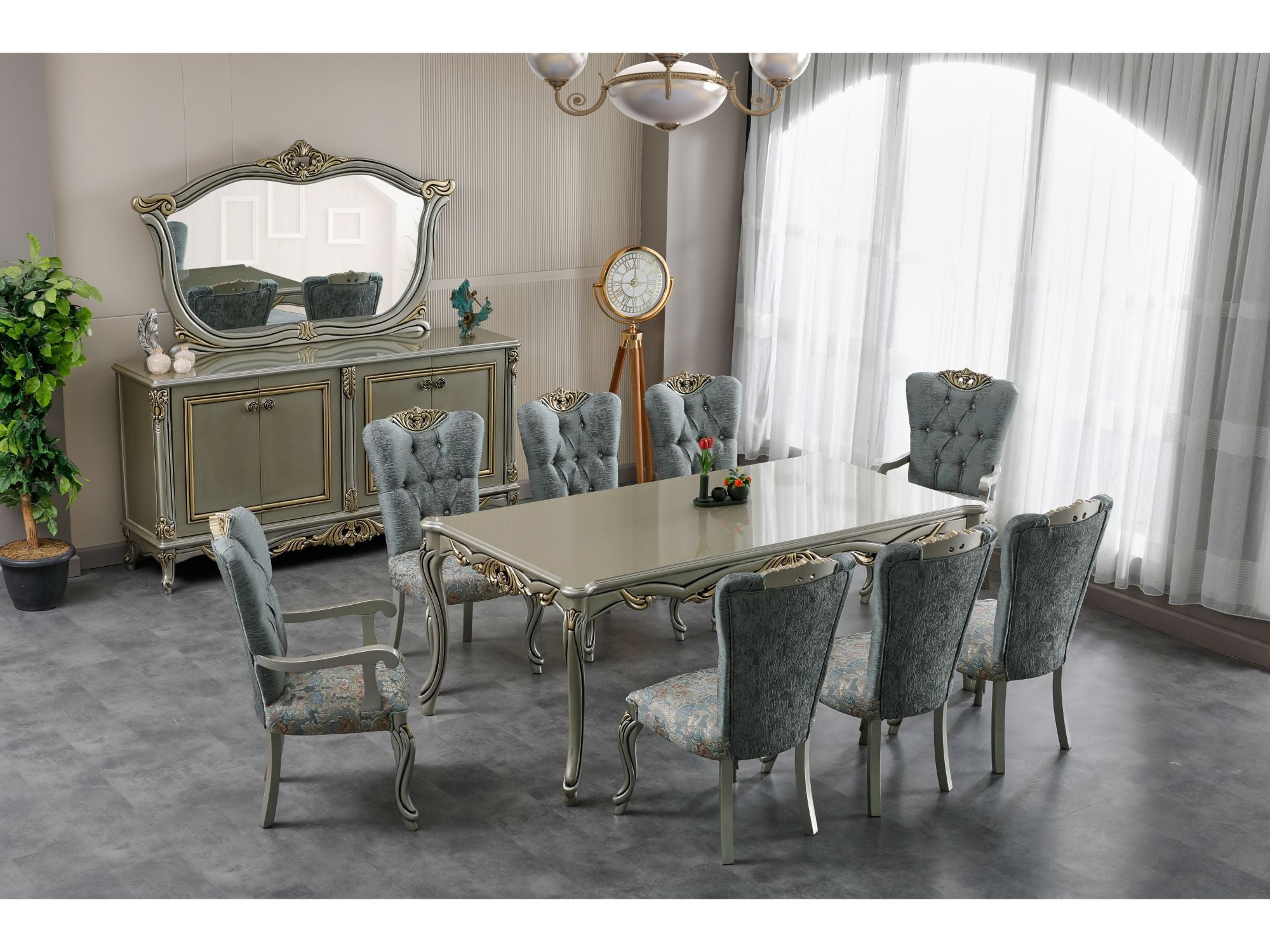 Buse Diningroom (Dining Table & 6 Chair) Light Green