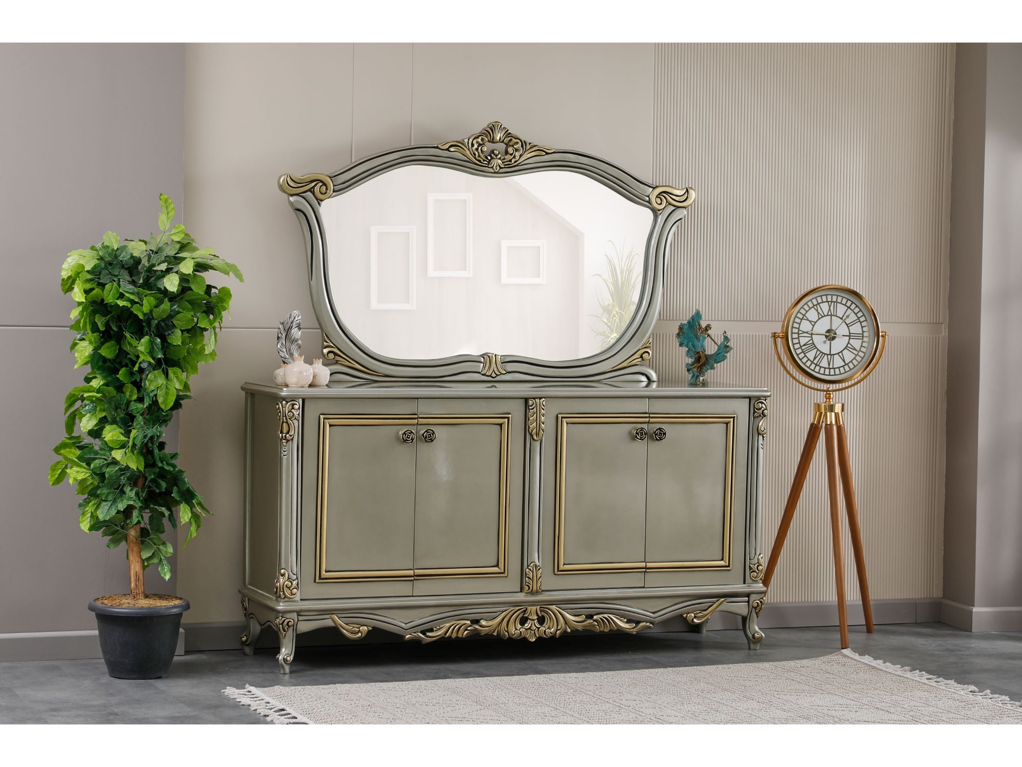 Buse Diningroom Consol With Mirror Light Green
