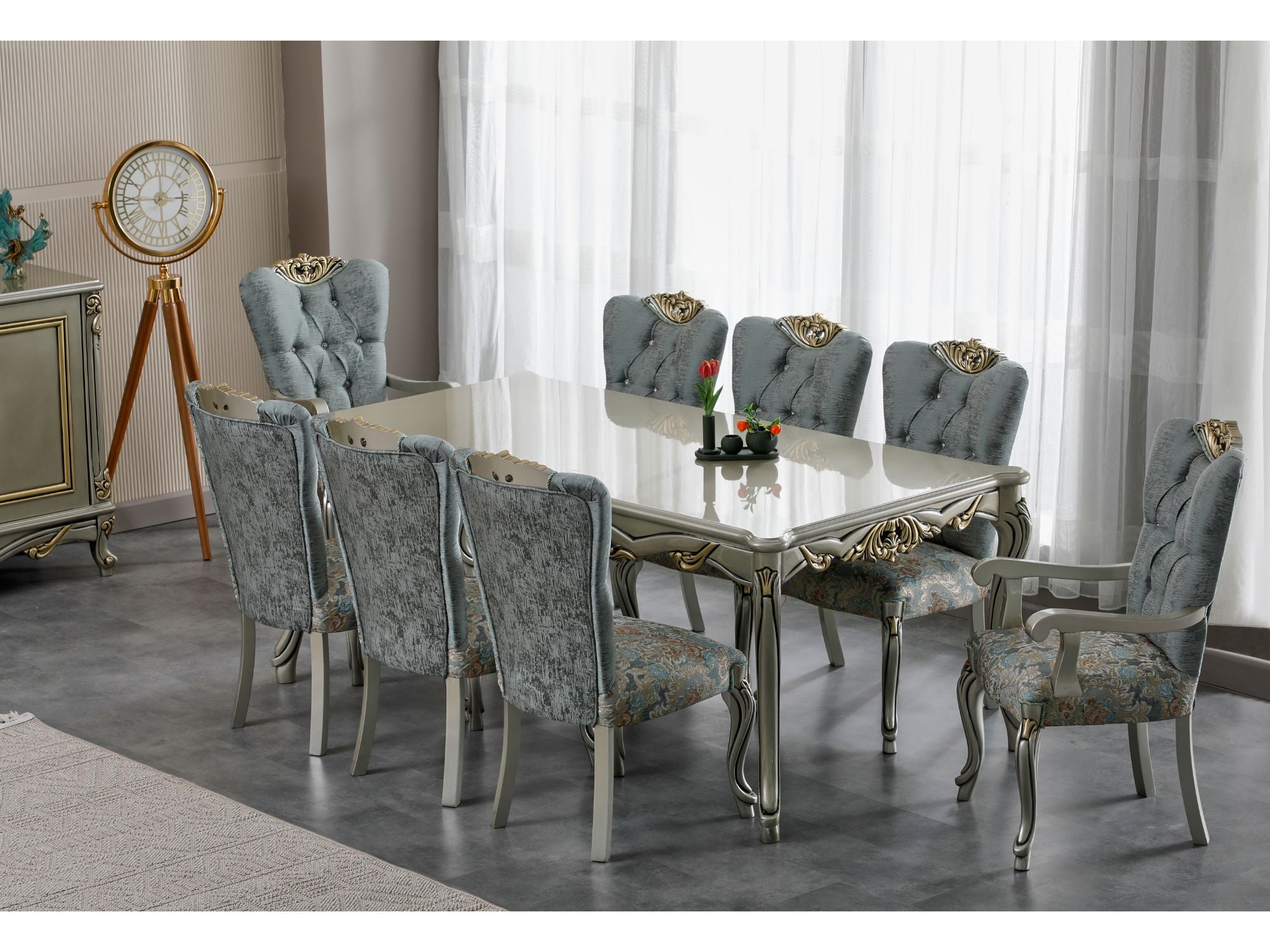 Buse Diningroom (Dining Table & 6 Chair) Light Green