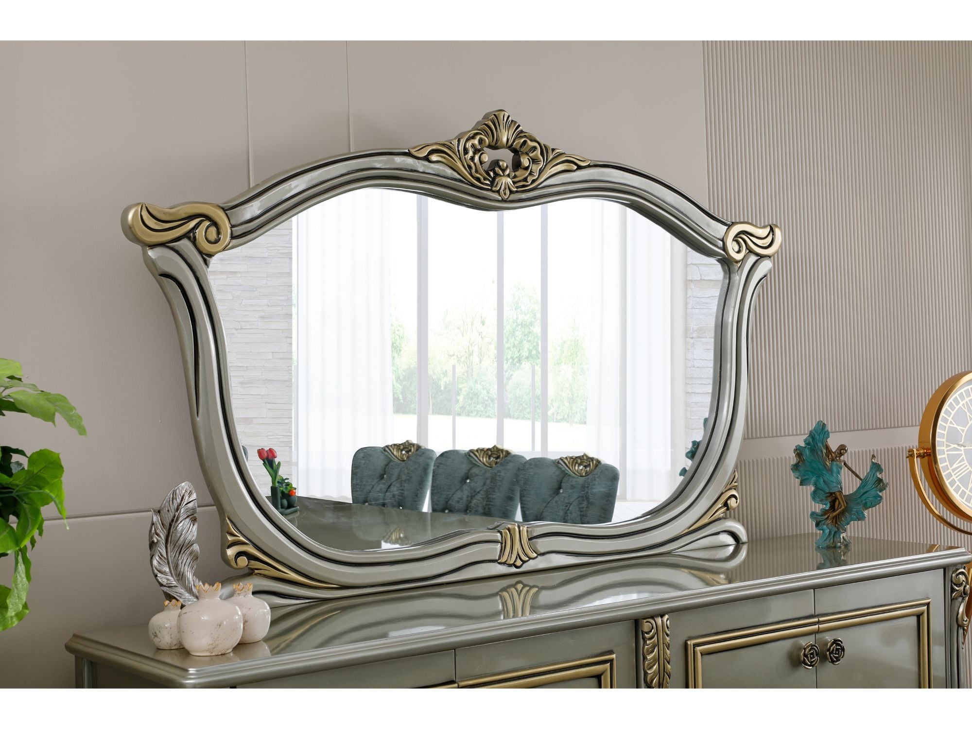 Buse Diningroom Consol With Mirror Light Green
