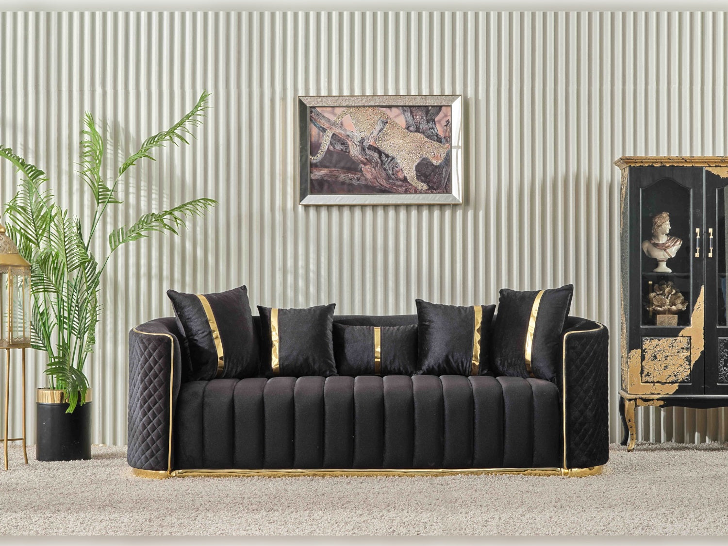 Ceko Stationary Livingroom (2 Sofa & 2 Chair) Black