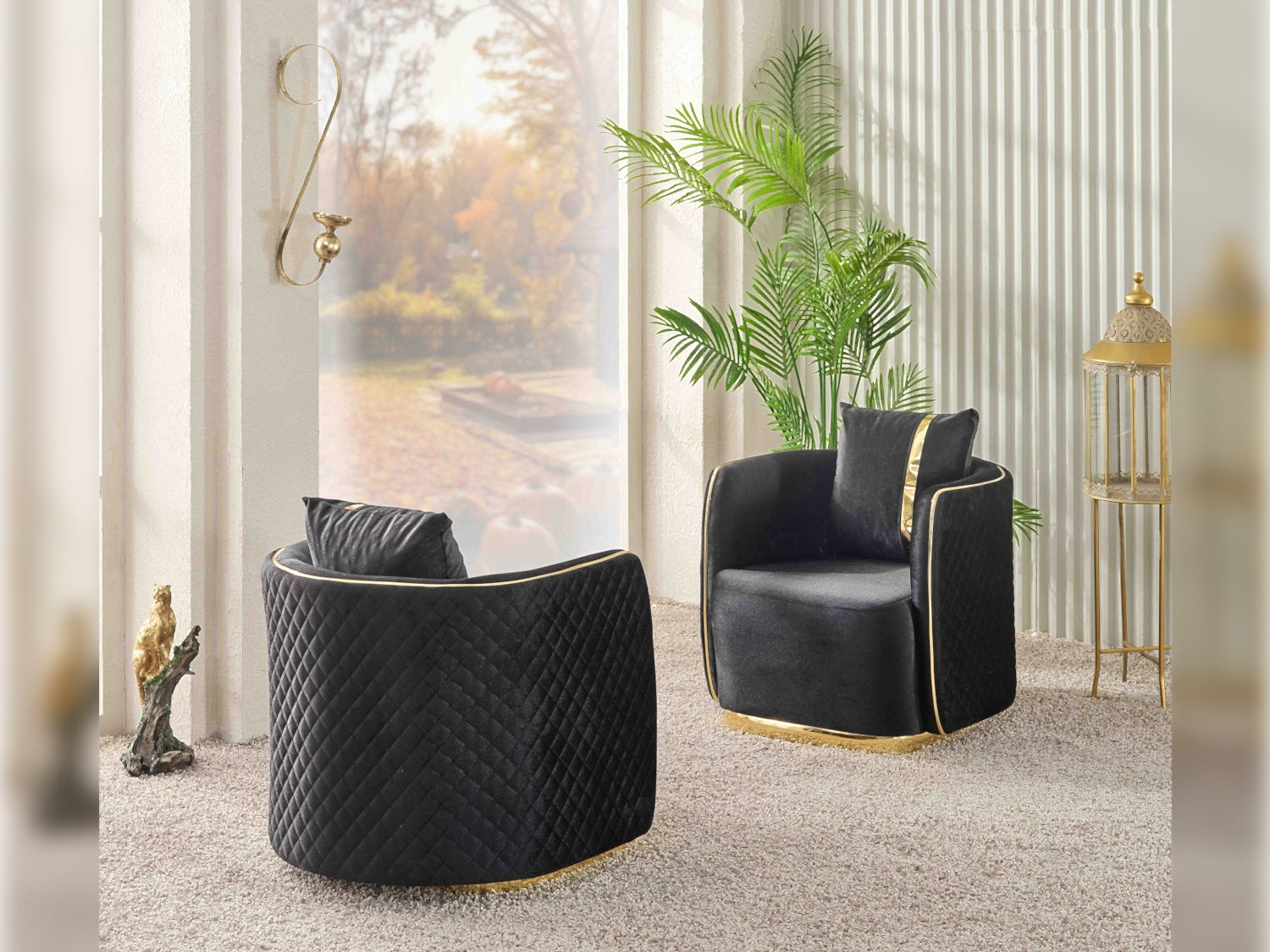 Ceko Stationary Livingroom (2 Sofa & 2 Chair) Black