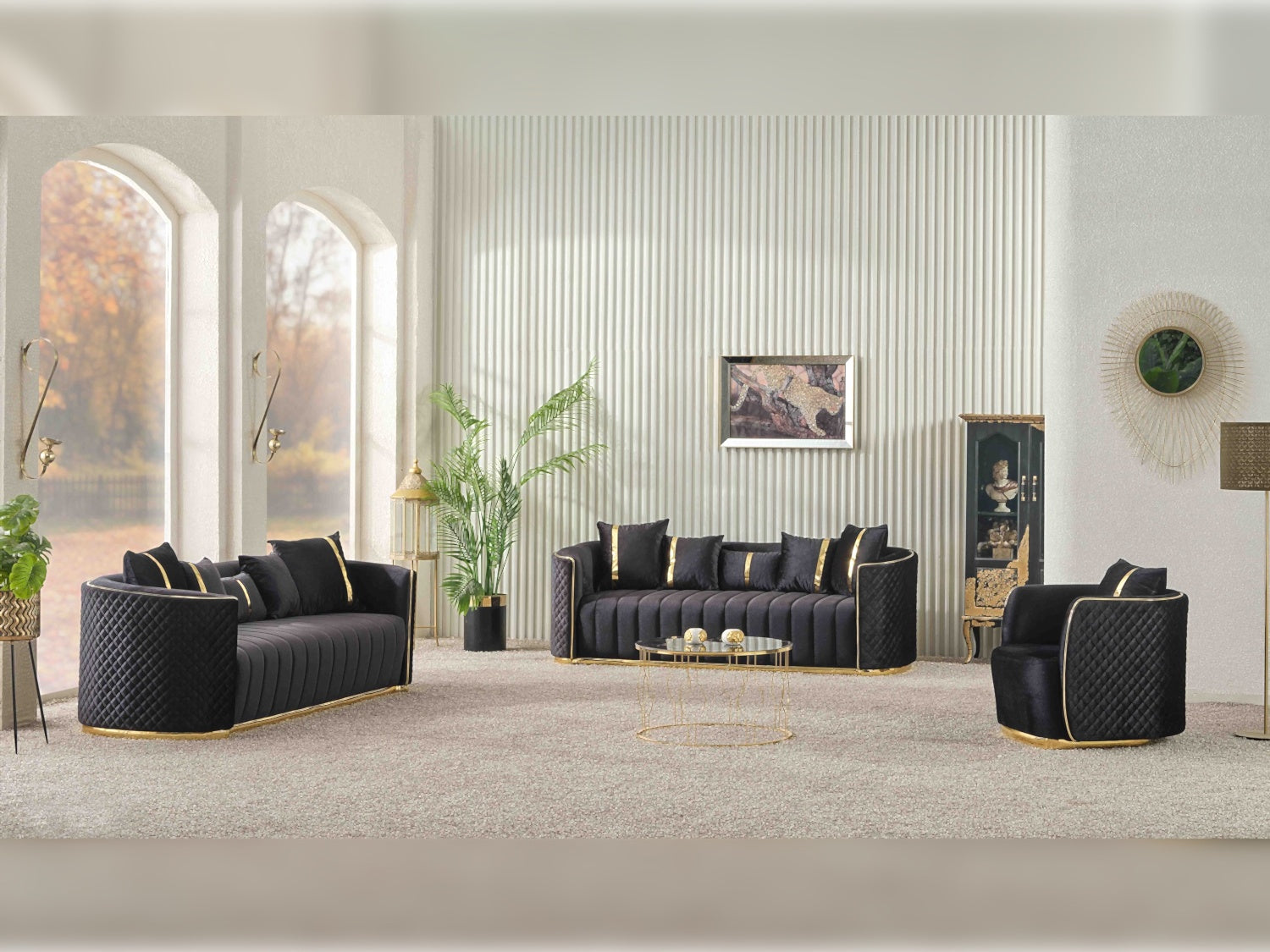 Ceko Stationary Livingroom (2 Sofa & 2 Chair) Black