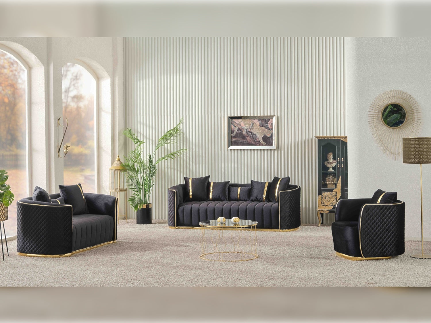 Ceko Stationary Livingroom (2 Sofa & 2 Chair) Black