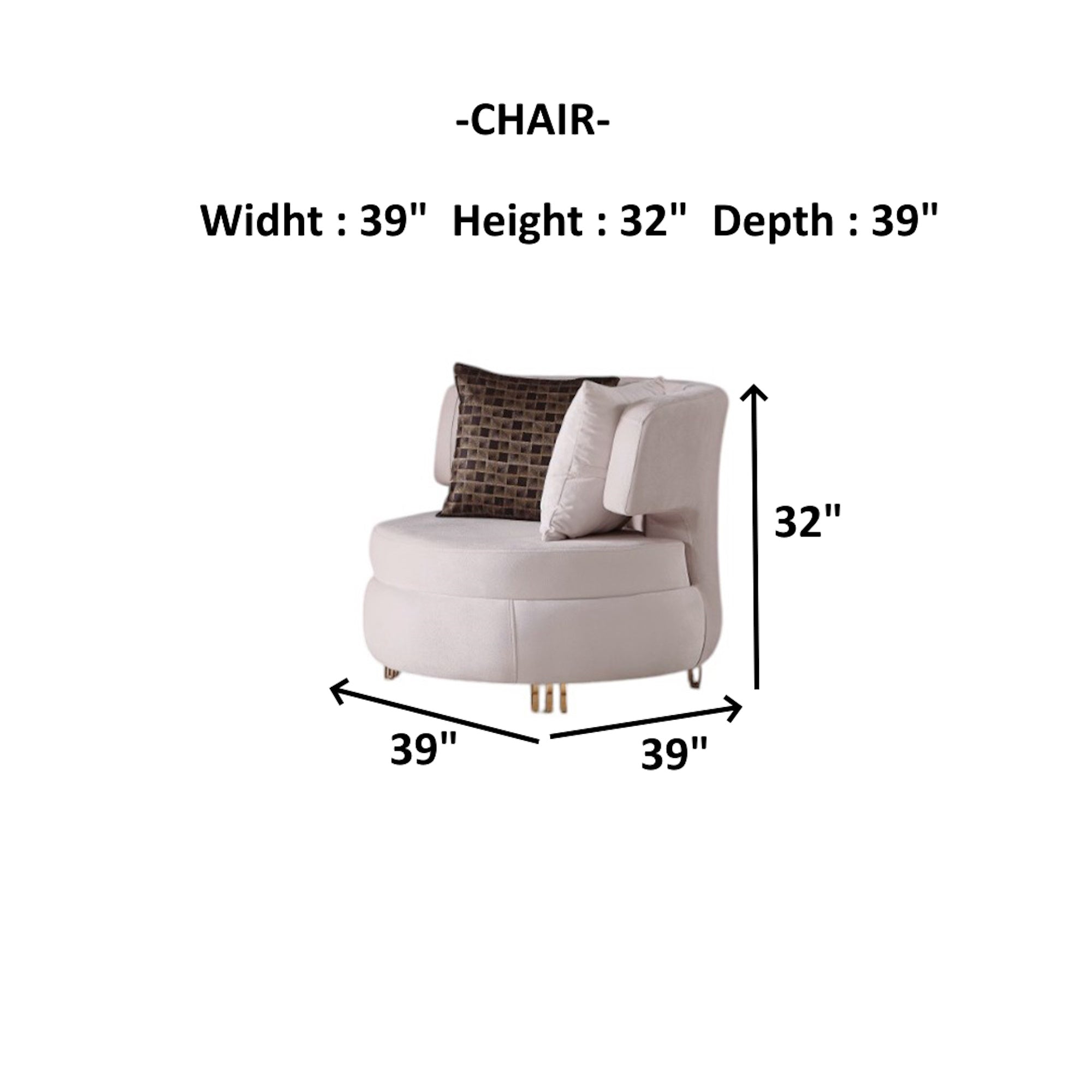Monaco Stationary Livingroom Set (2 Sofa & 2 Chair) Cream