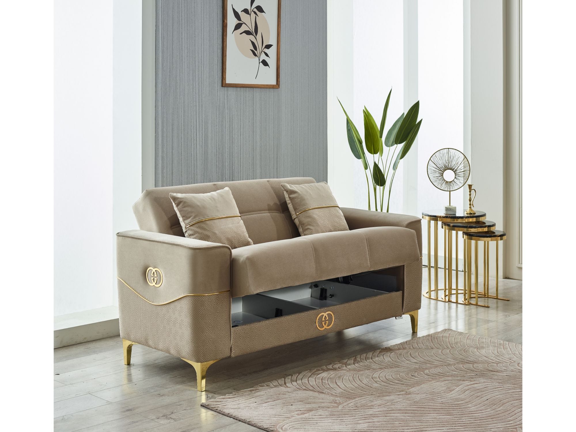 Clara Convertible Livingroom (2 Sofa & 2 Chair) Beige