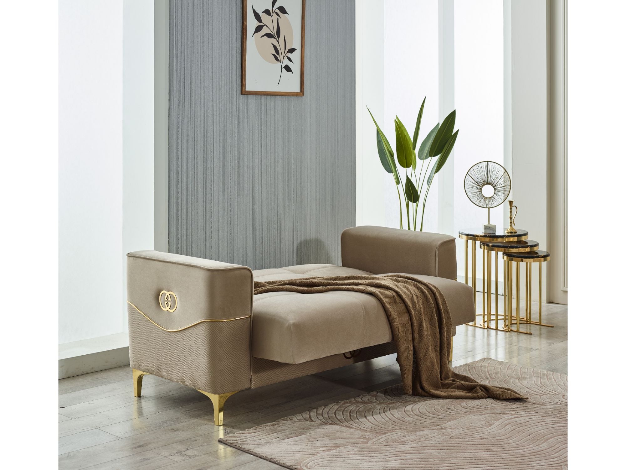 Clara Convertible Loveseat Beige