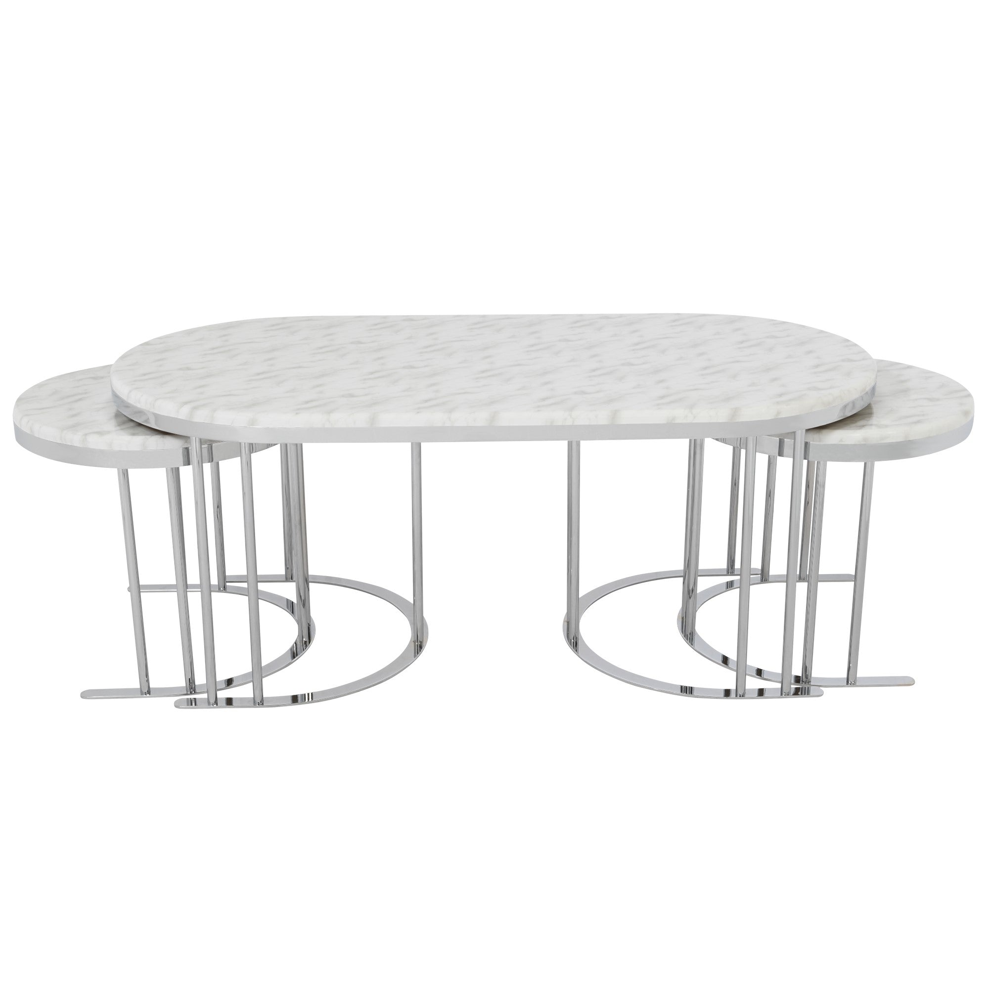 2 In 1 Coffee Table Silver Legs - White Top