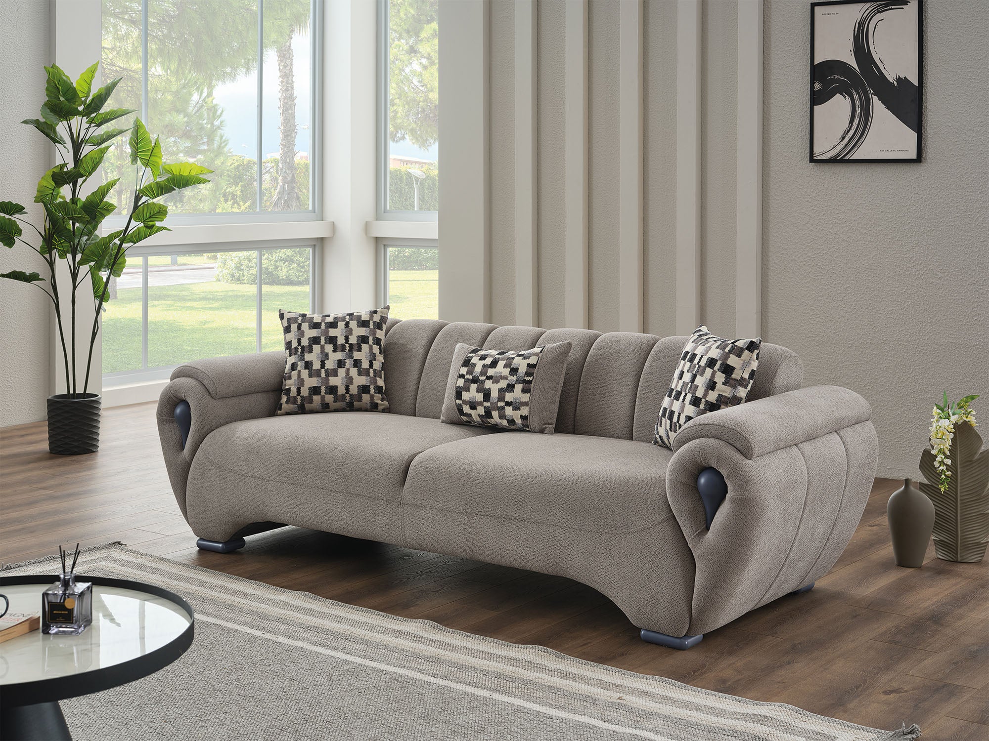 Damla 3-pieces (Sofa & Loveseat & Chair) Livingroom Set Cream