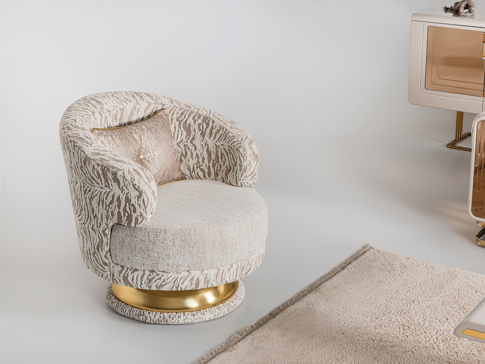 Delux 3-pieces (Sofa & Loveseat & Chair) Livingroom Set Cream