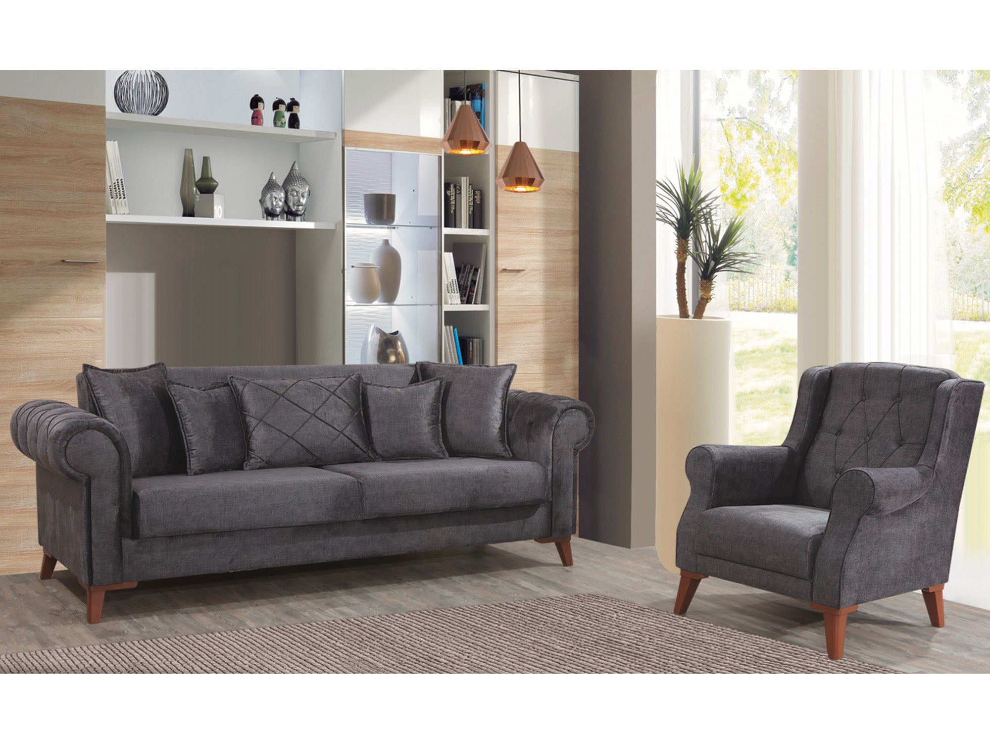Derozzo Convertible Livingroom Loveseat Grey