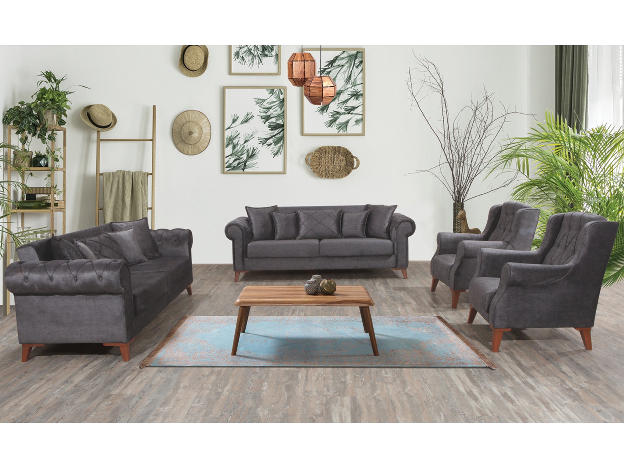 Derozzo Convertible Livingroom Loveseat Grey