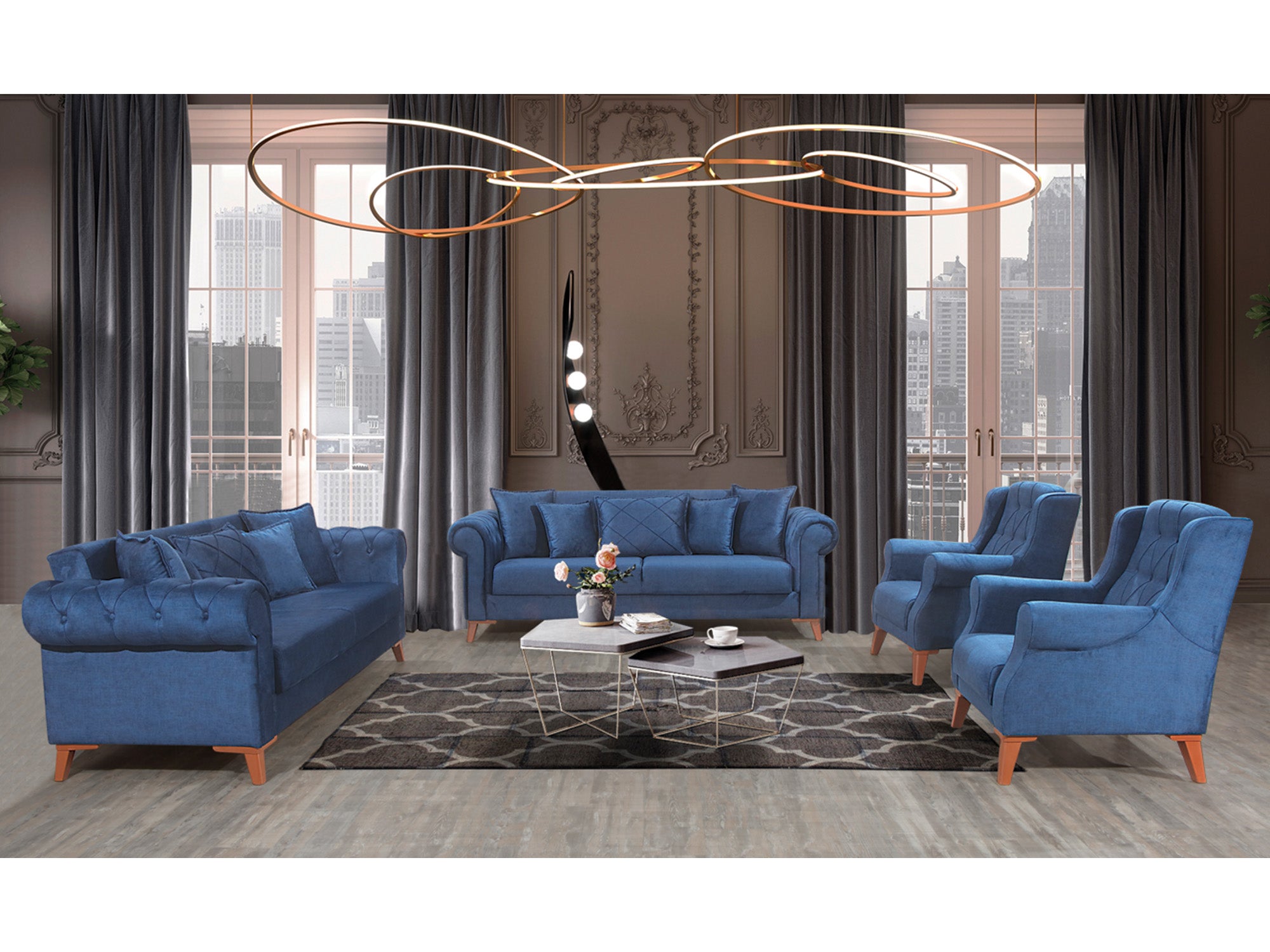 Derozzo Convertible Livingroom Sofa Blue