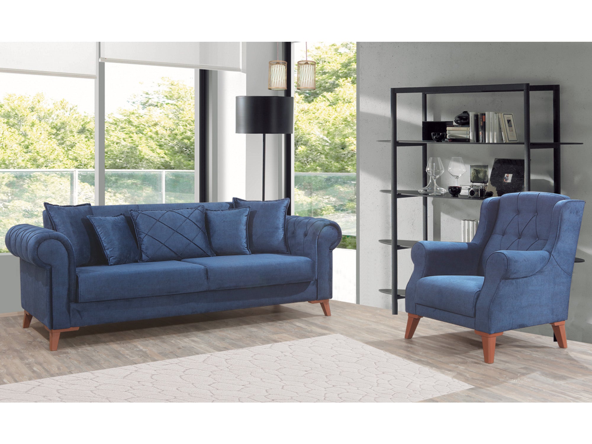 Derozzo Convertible Livingroom Sofa Blue