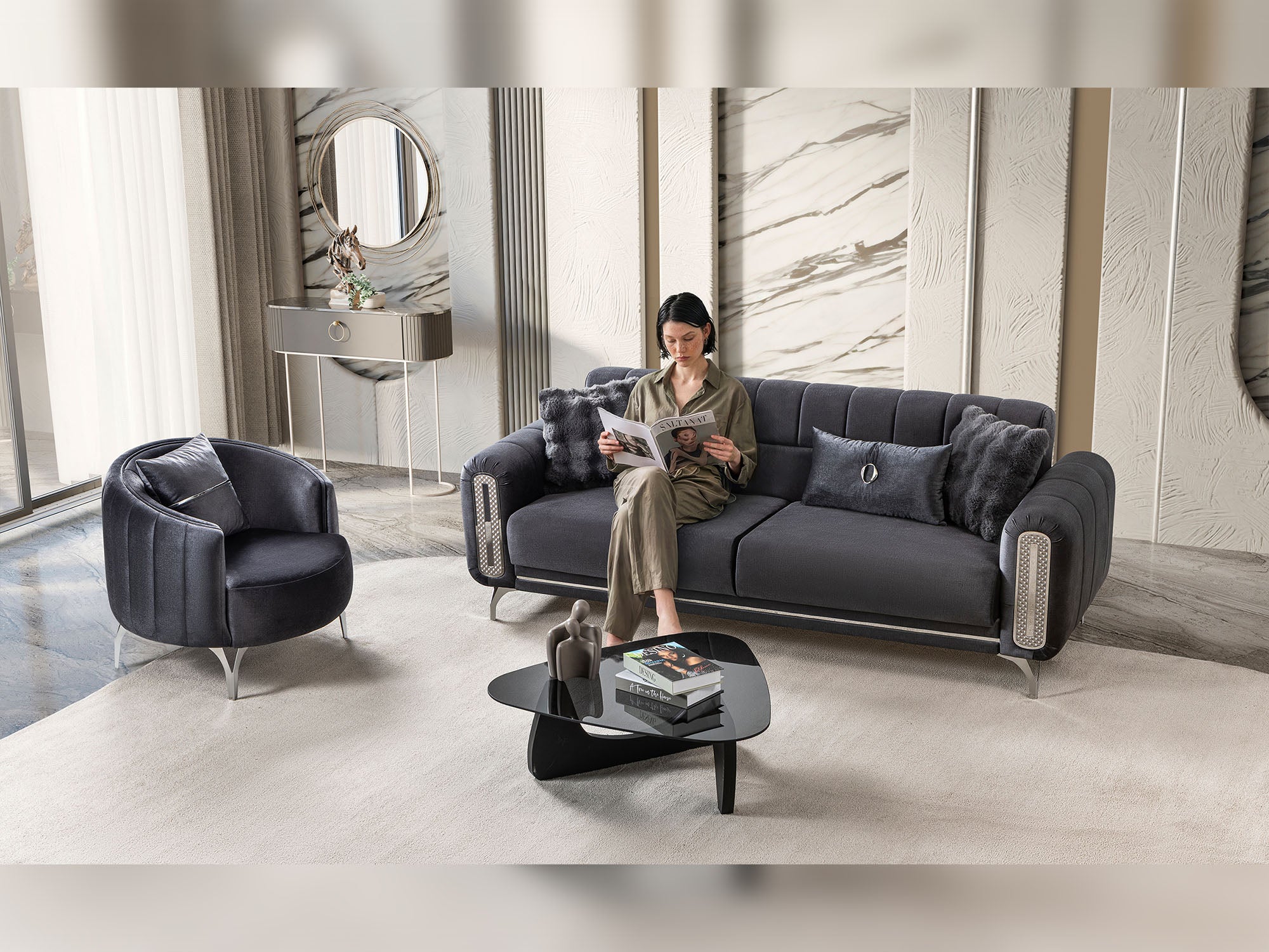 Dior 3-pieces (Sofa & Loveseat & Chair) Livingroom Set