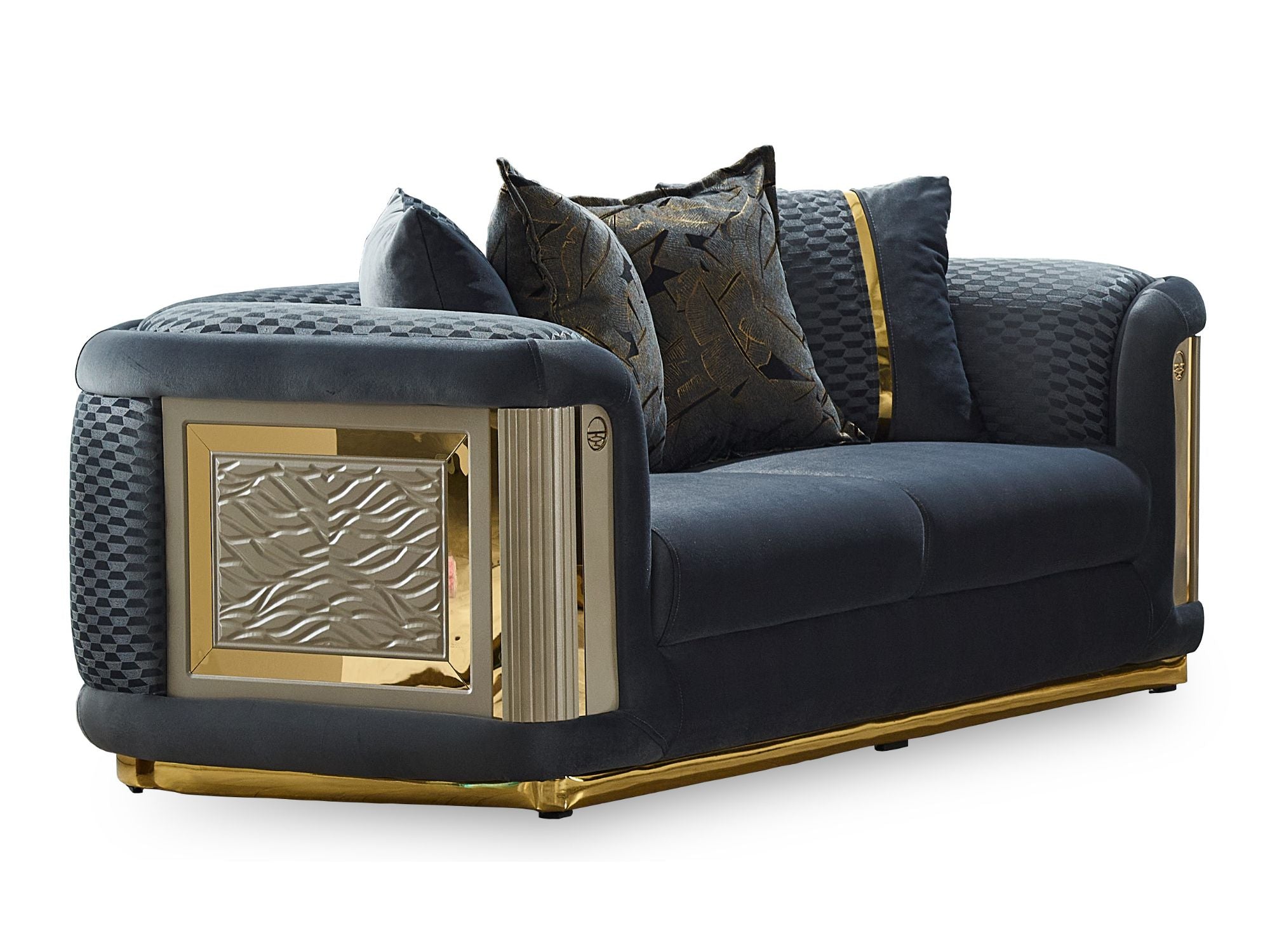 Elegance Stationary Livingroom (2 Sofa & 2 Chair) Dark Grey