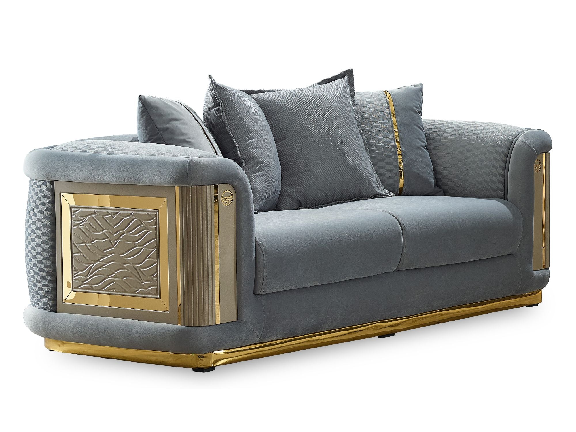 Elegance Stationary Livingroom (2 Sofa & 2 Chair) Light Grey