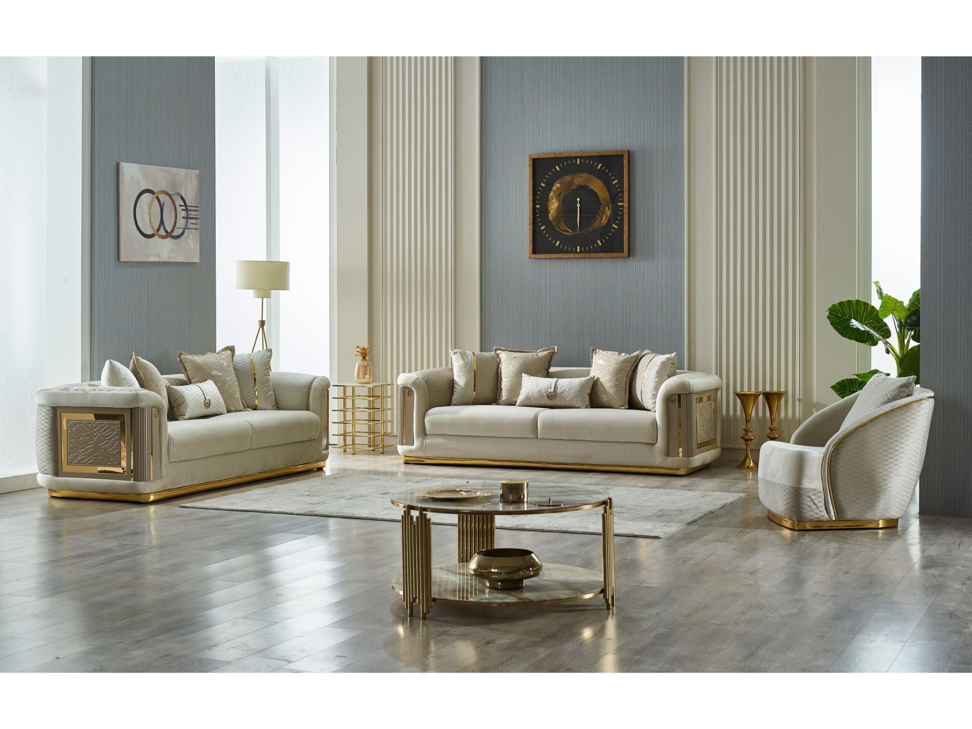 Elegance Stationary Sofa Cream