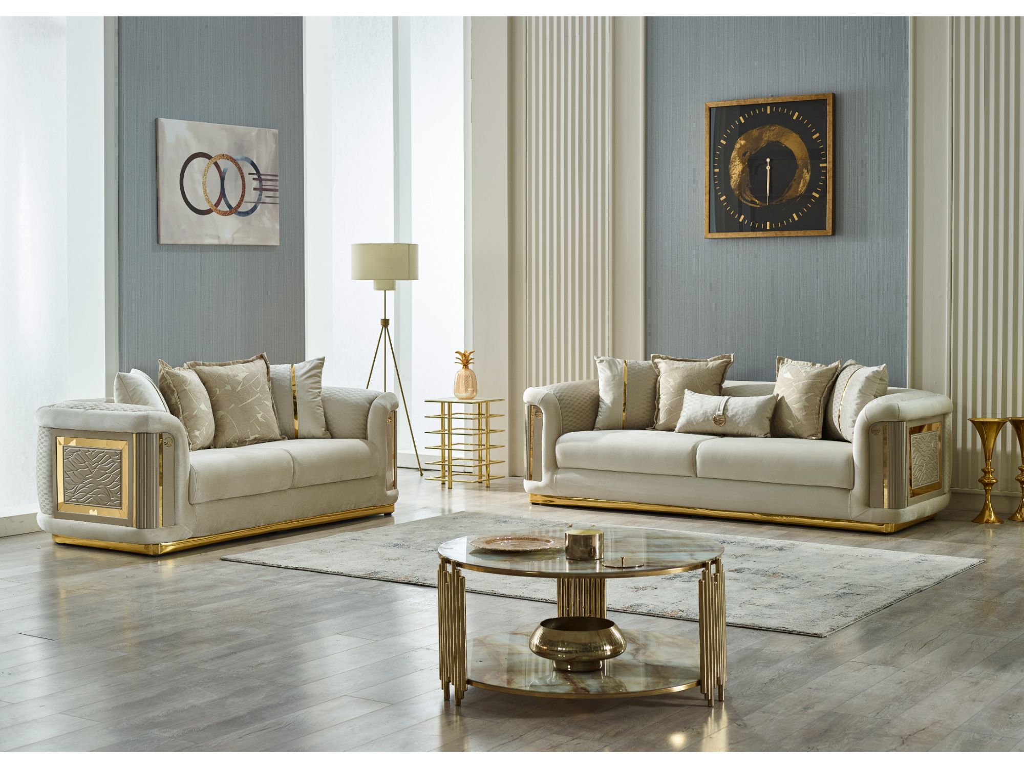 Elegance Stationary Loveseat Cream