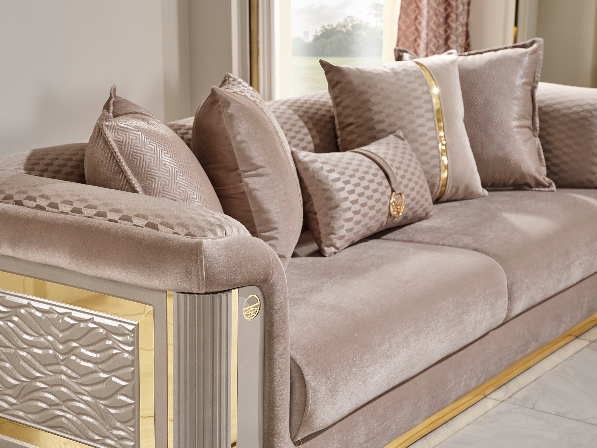 Elegance Stationary Livingroom (2 Sofa & 2 Chair) Beige