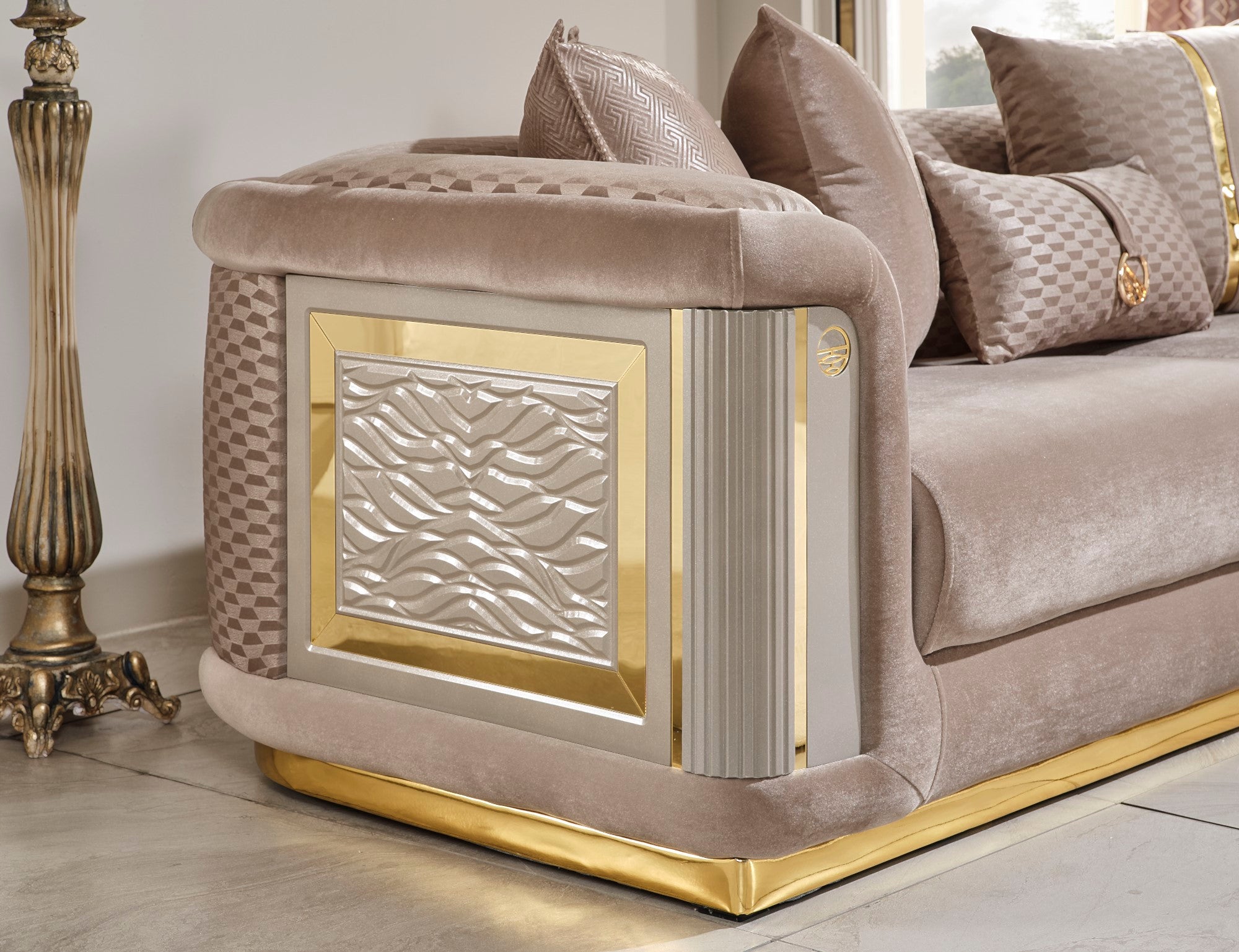 Elegance Stationary Loveseat Beige