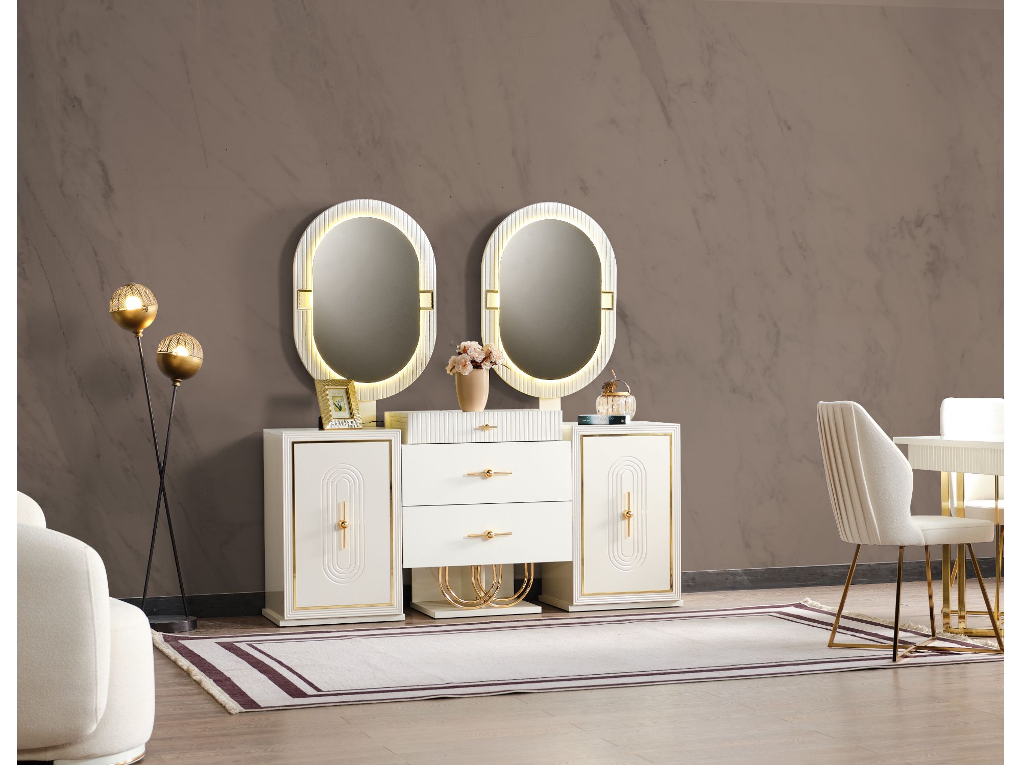 Marsel Diningroom (Consol With Mirror & Dining Table & 6 Dining Chair)