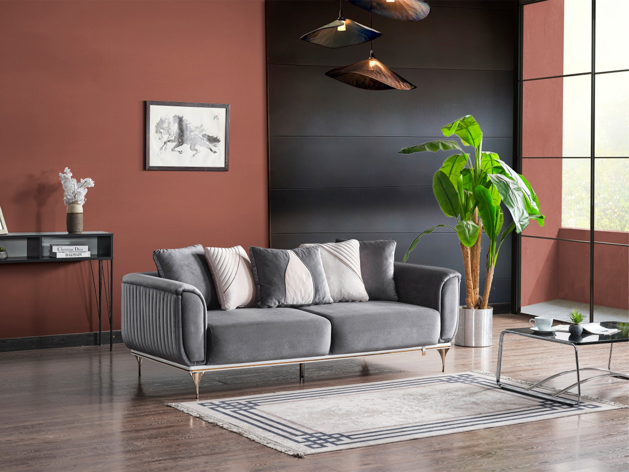 Esperanza 3-pieces (Sofa & Loveseat & Chair) Livingroom Set Dark Grey