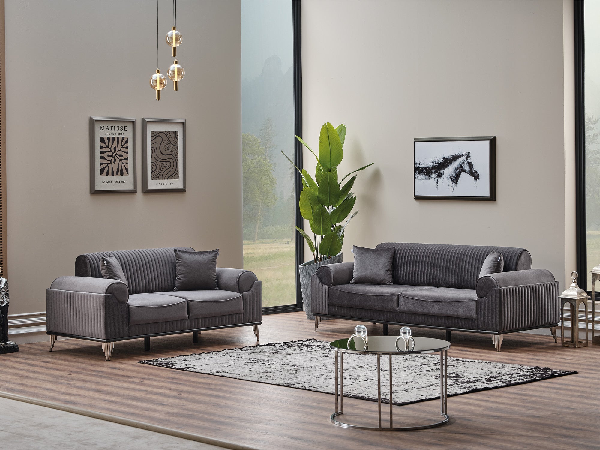 Everest 3-pieces (Sofa & Loveseat & Chair) Livingroom Set Grey
